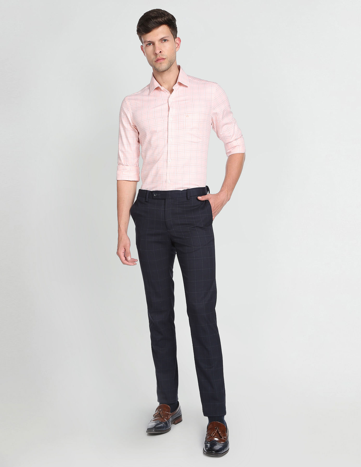 Arrow Manhattan Slim Fit Tartan Check Formal Shirt