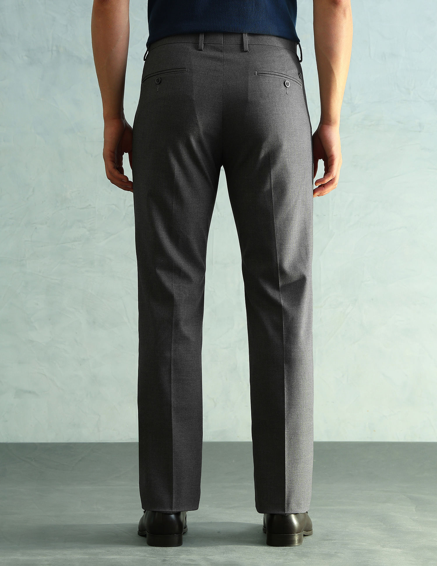 Arrow Solid Slim Fit Formal Trousers