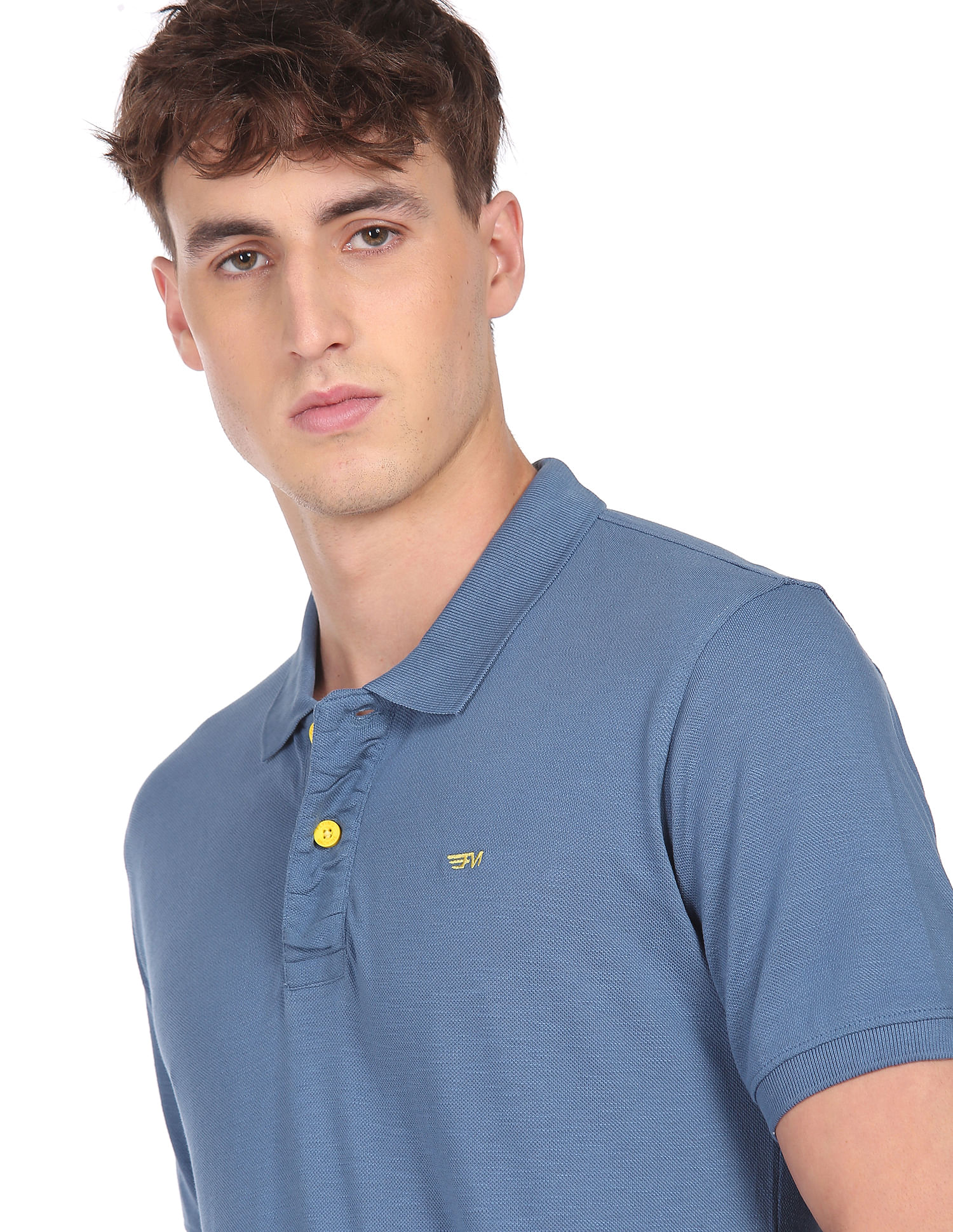 Flying Machine Pure Cotton Solid Polo Shirt
