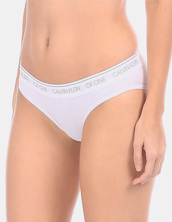 Calvin Klein Underwear Women Off White Solid Cotton Modal Stretch Bikini Briefs