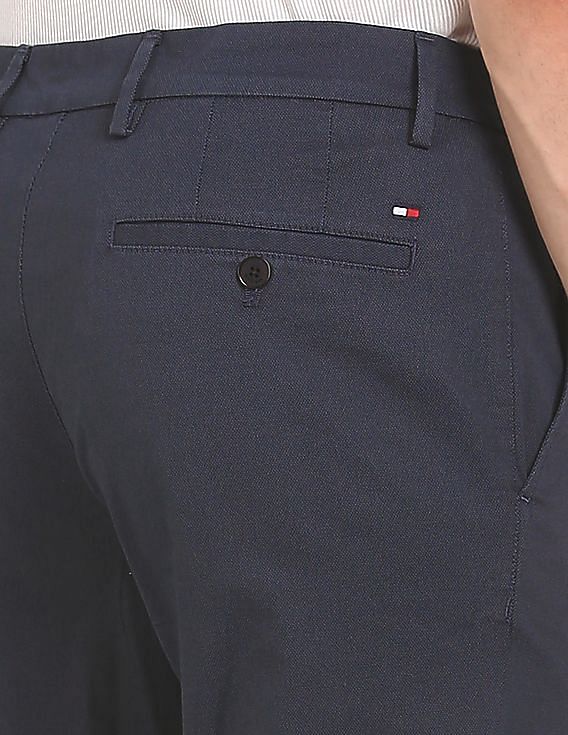 Tommy Hilfiger Men Navy Mid Rise Solid Casual Trousers