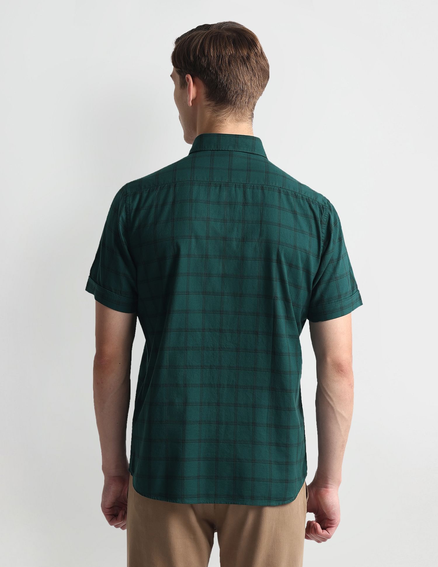 Arrow Sports Windowpane Check Cotton Shirt