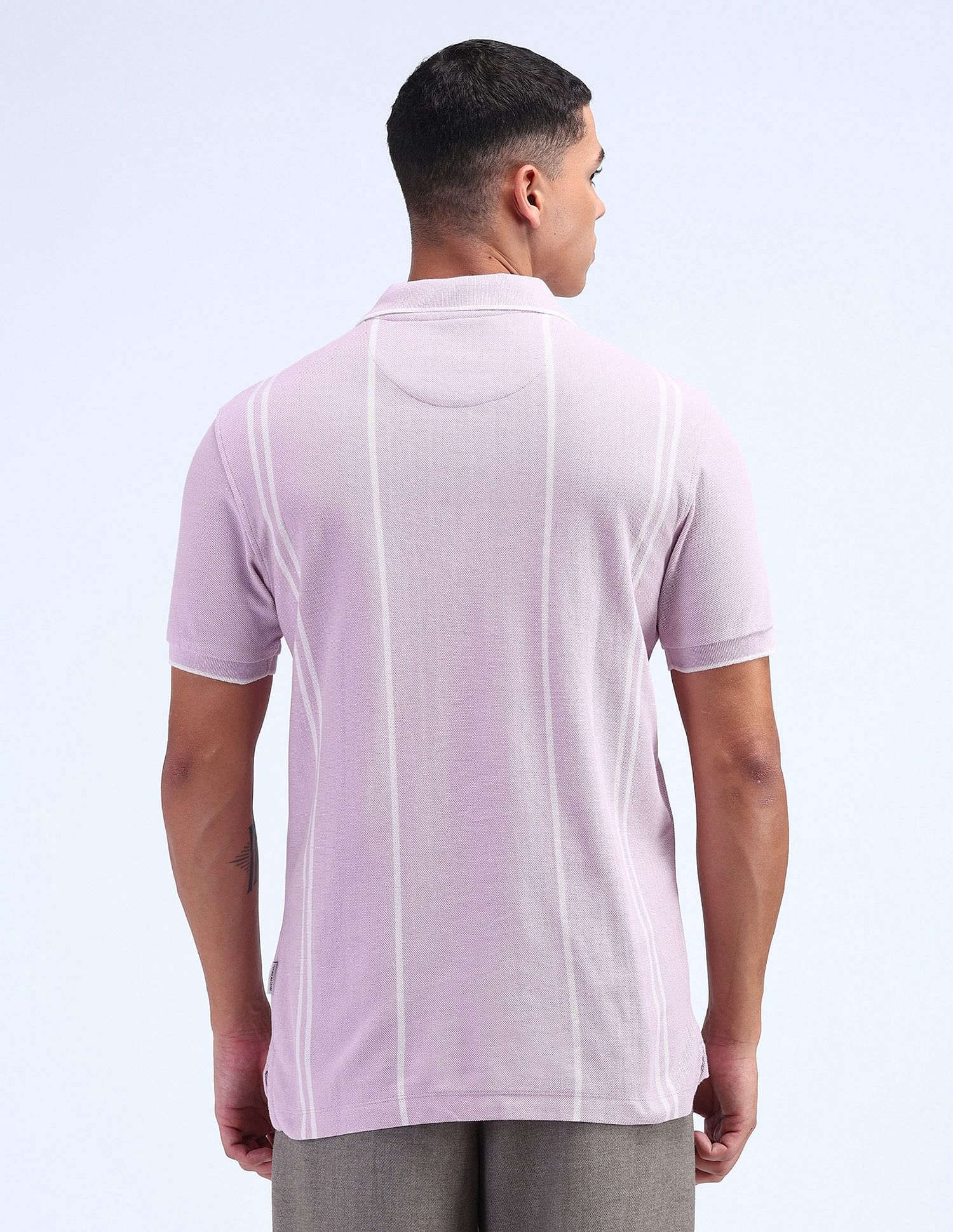 Flying Machine Vertical Striped Regular Polo Shirt