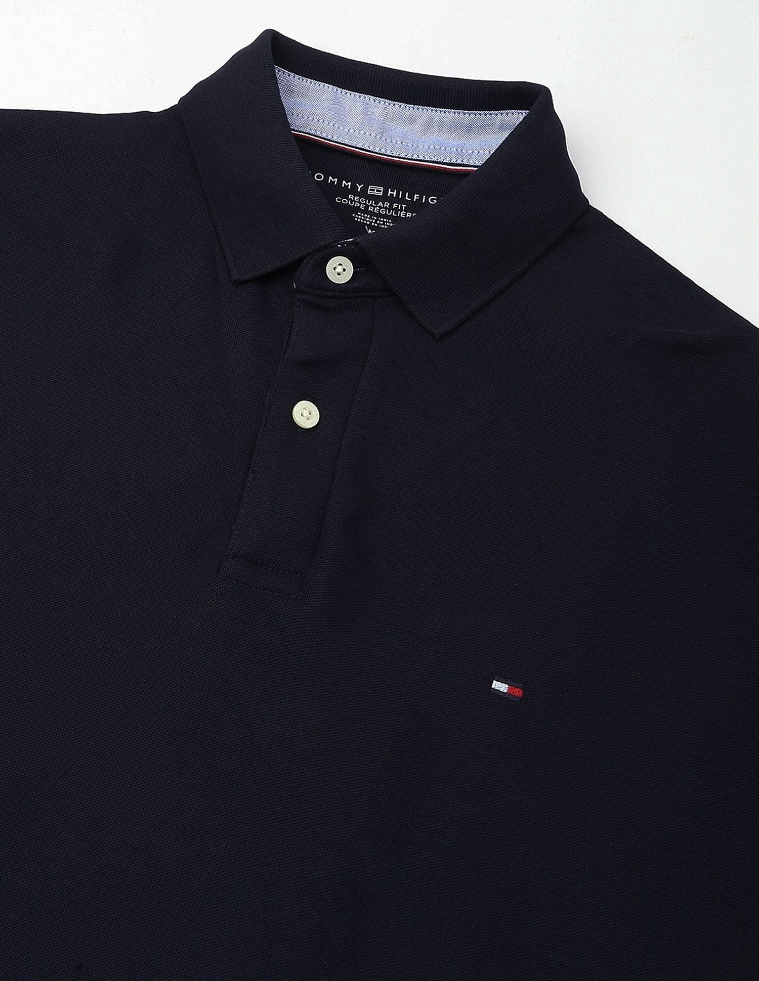 Tommy Hilfiger Solid Regular-Fit Cotton Polo Shirt