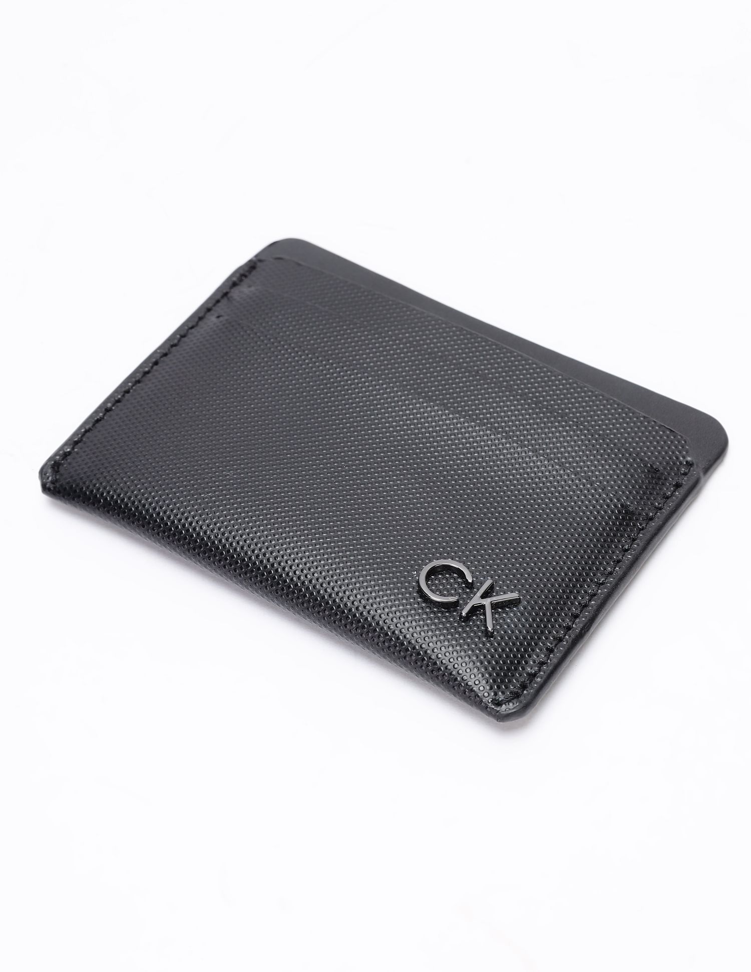 Calvin Klein Textured Black Leather Card Holder Wallet