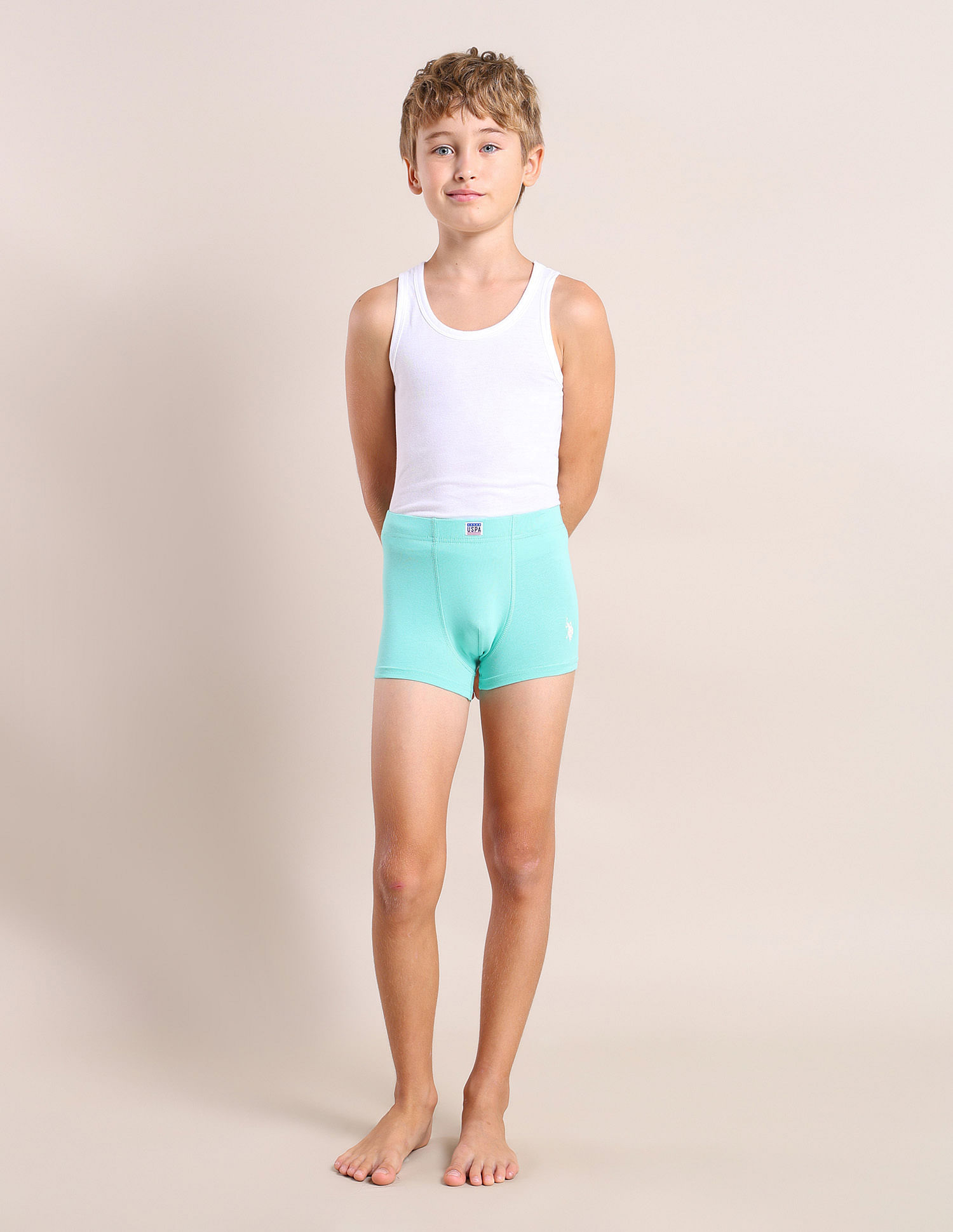 USPA Innerwear Boys Cotton Spandex Solid Trunks - Pack Of 3