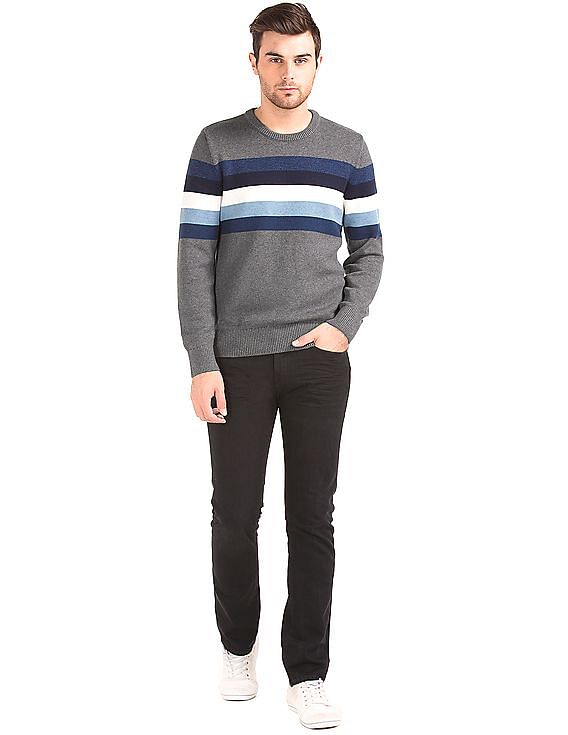 Buy GAP Men Men Grey Crazy Stripe Crew Neck Sweater - NNNOW.com