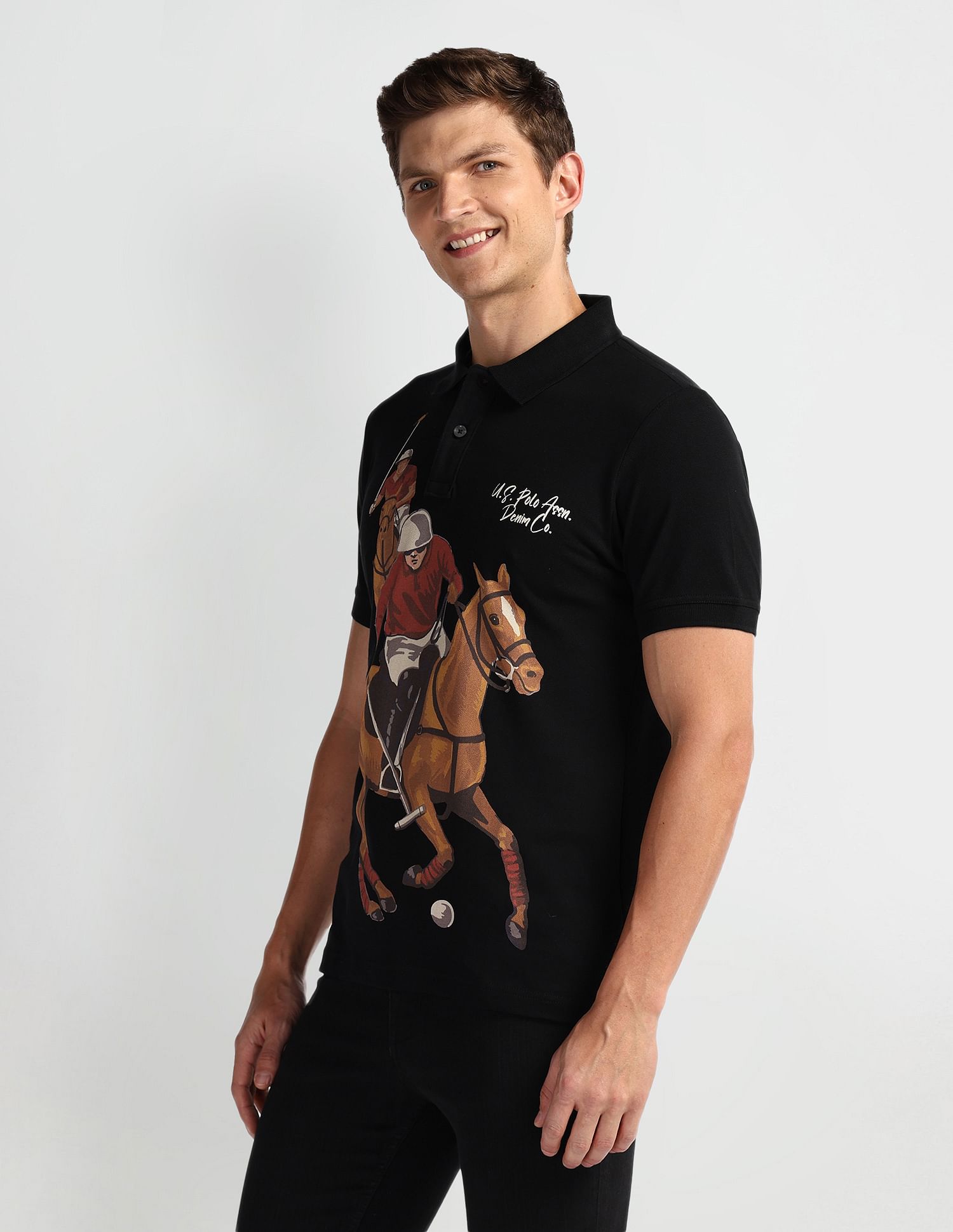 U.S. Polo Assn. Denim Co. Graphic Print Muscle Fit Polo Shirt