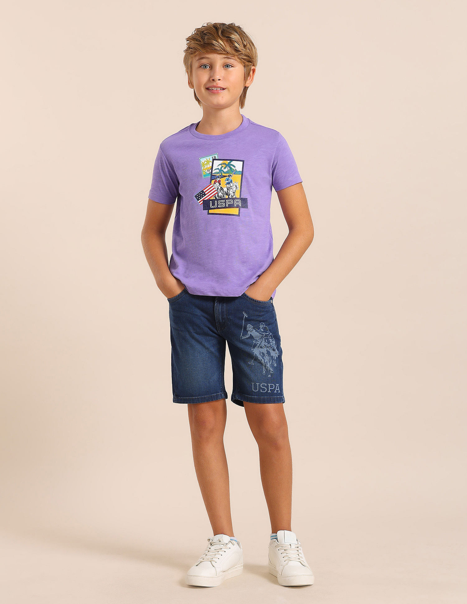 U.S. Polo Assn. Kids Boys Graphic Printed Regular Fit T-Shirt