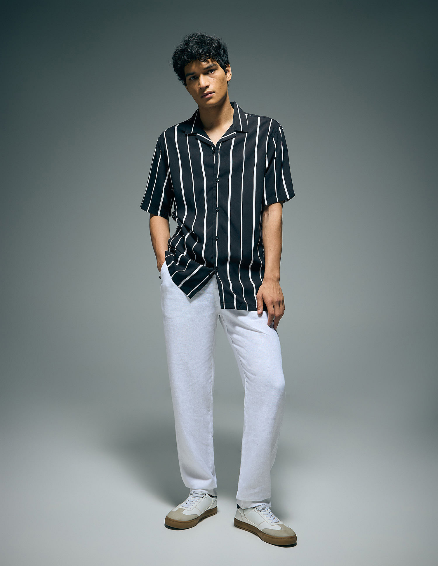 Flying Machine Vertical Striped Original Cuban Shirt