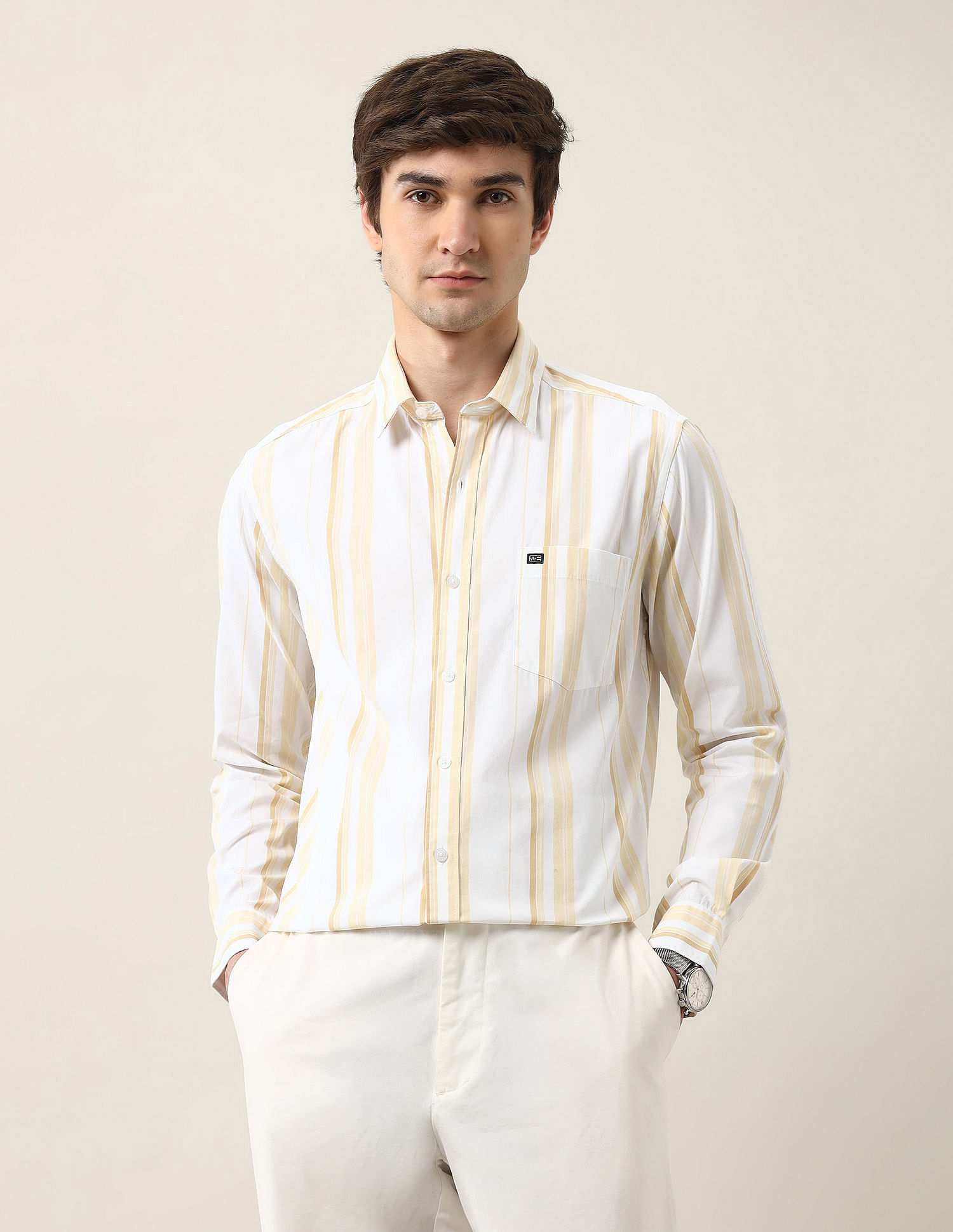 Arrow Sport Vertical Striped Slim Fit Air Soft Shirt