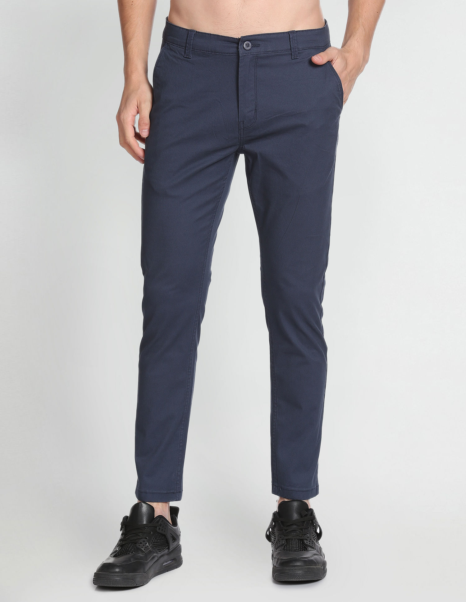 Flying Machine Twill Geometric Print Trousers