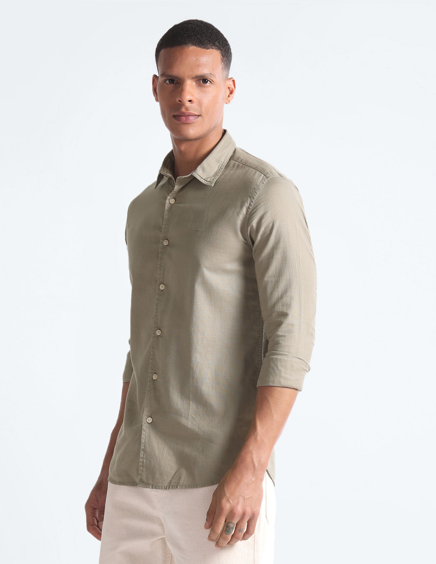 Flying Machine Barrel Cuff Overdyed Shirt