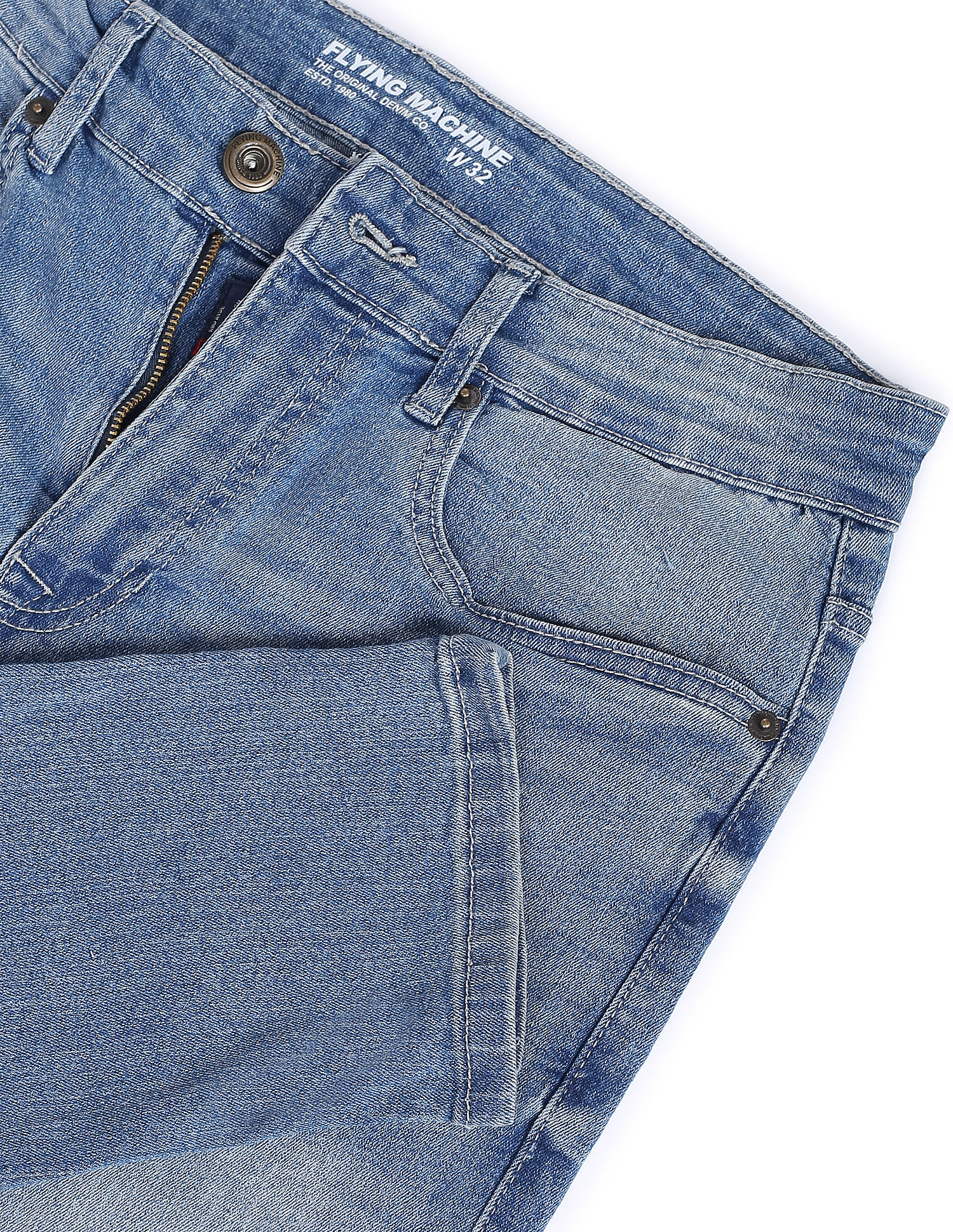 Flying Machine Stone Wash Slash Slim Tapered Fit Jeans