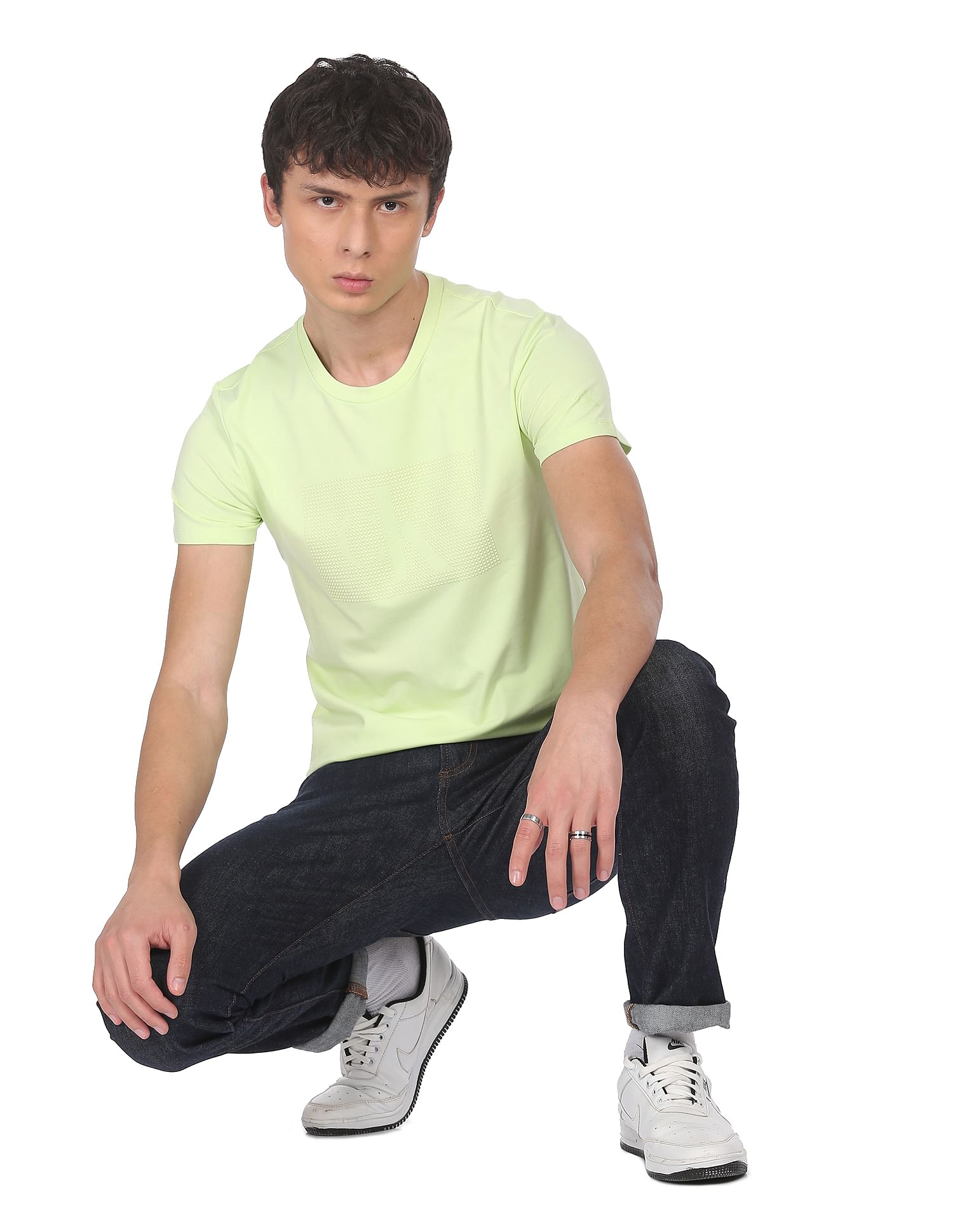 Calvin Klein Jeans Men Mint Slim Fit Embellished T-shirt
