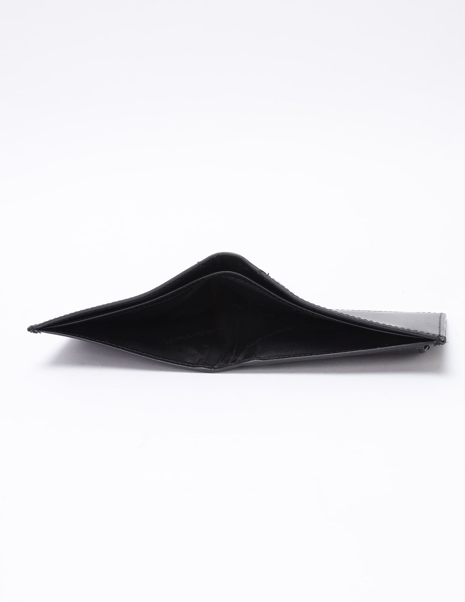 Calvin Klein Solid Black Leather Bi-Fold Wallet