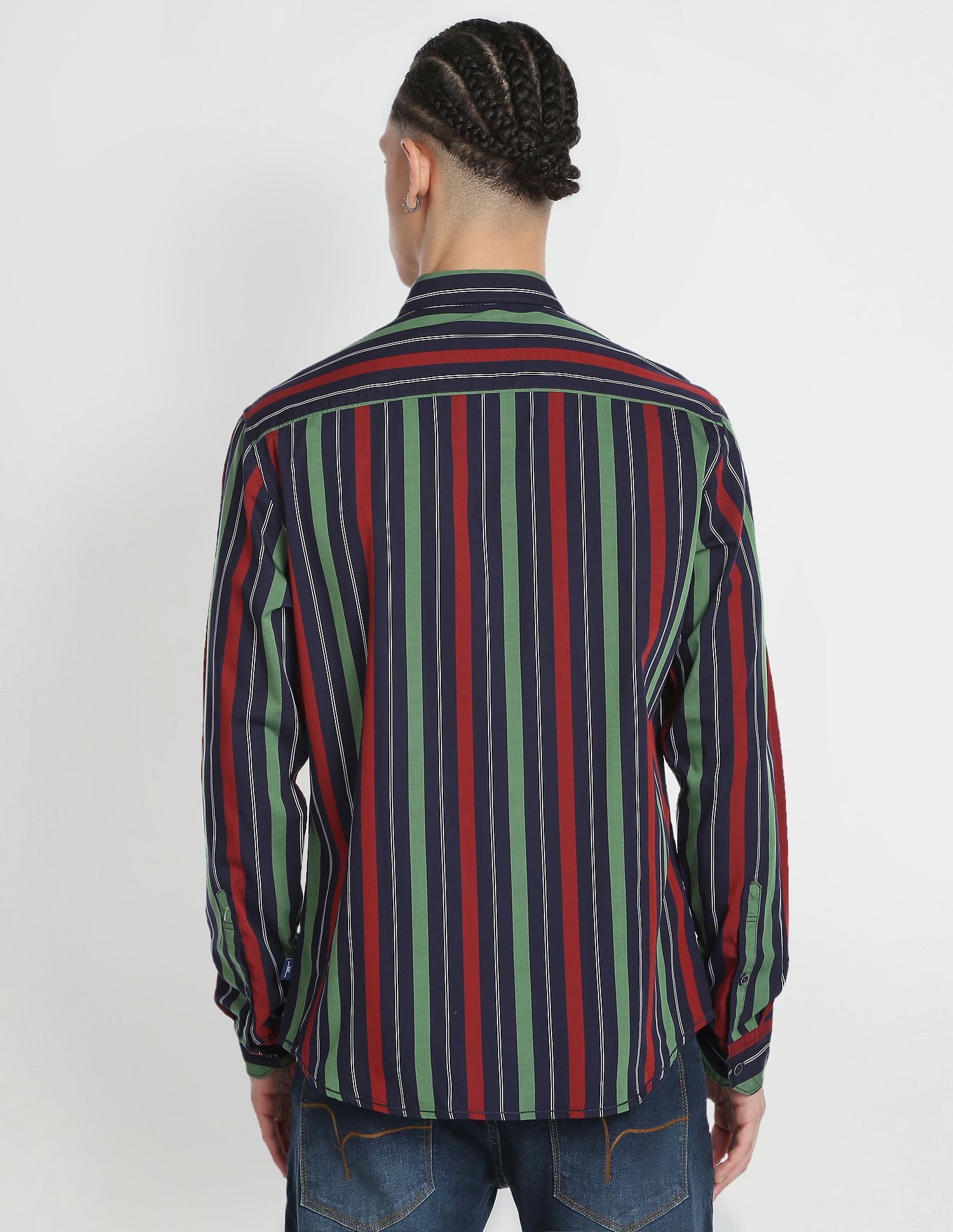 Flying Machine Spread Collar Vertical Stripe Shirt