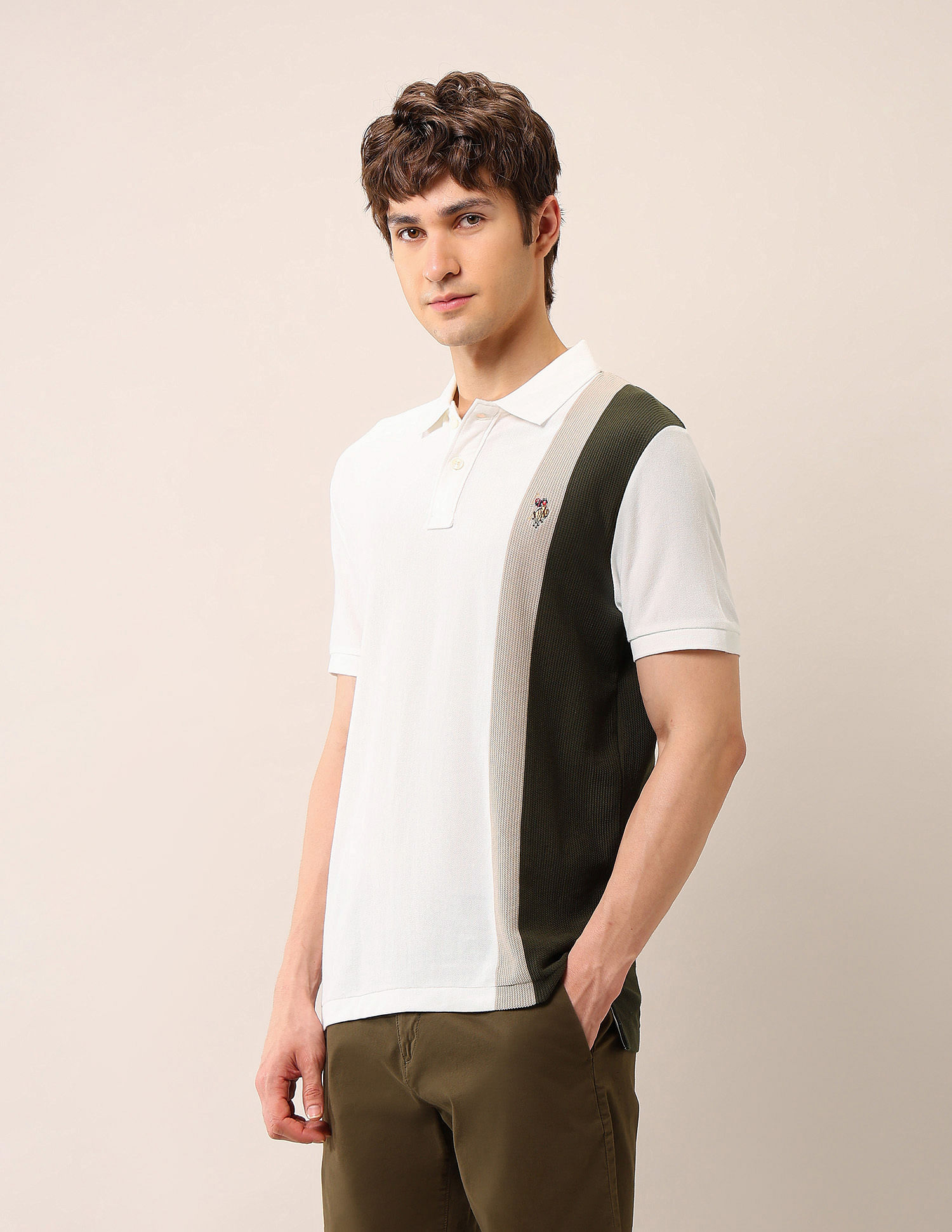 U.S. Polo Assn. Denim Co. Colourblocked Pure Cotton Polo Shirt
