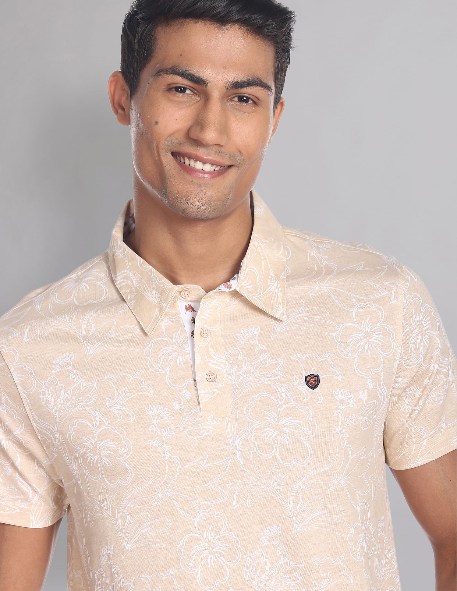 AD by Arvind Floral Print COOL-IT Real Deal Polo Shirt