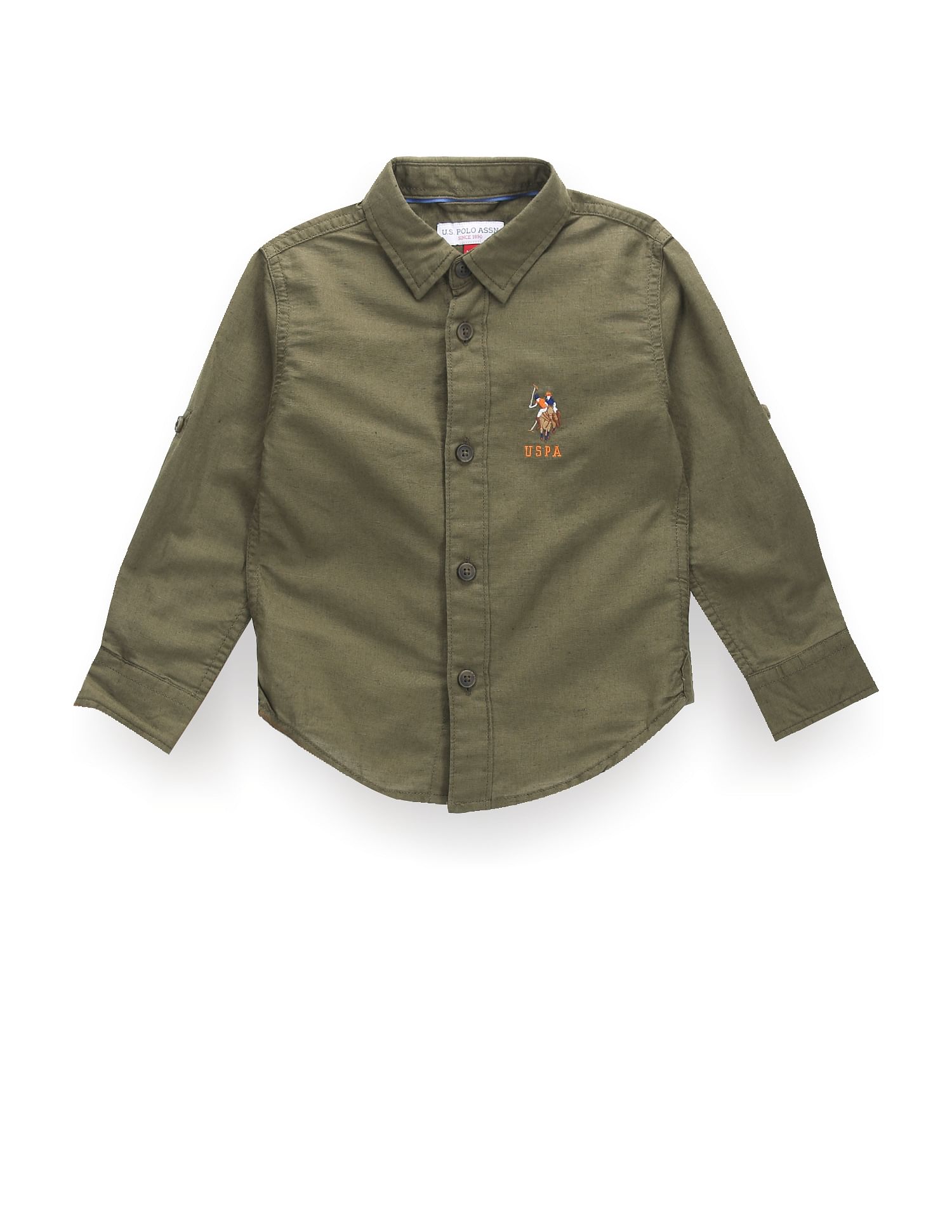 U.S. Polo Assn. Kids Boys Solid Cutaway Collar Shirt