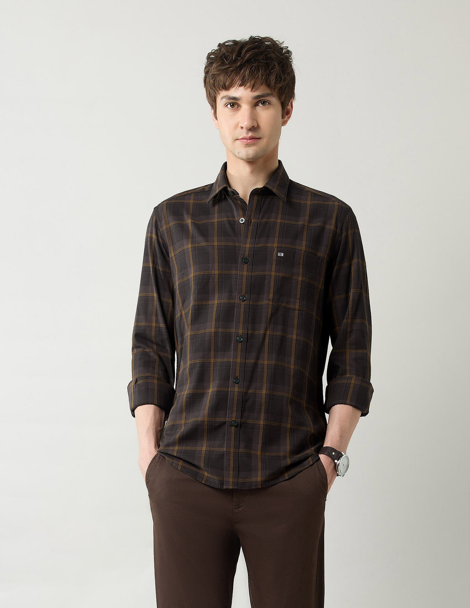 Arrow Sport Grid Tattersall Checked Dobby Shirt