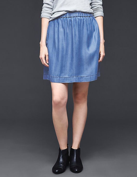 Buy GAP Women Blue 1969 Tencel® Denim Indigo Circle Skirt
