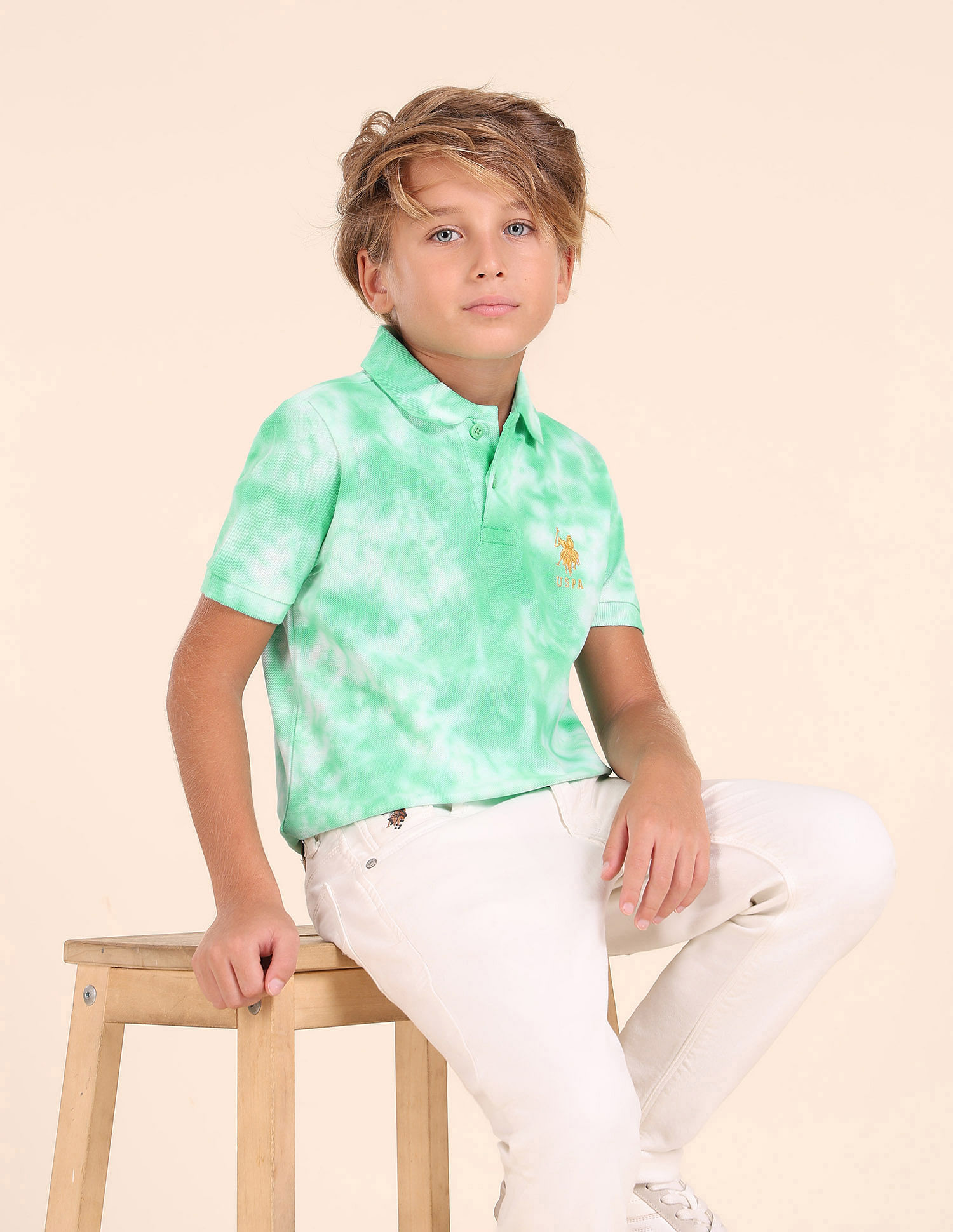 U.S. Polo Assn. Kids Boys All Over Printed Regular Fit Polo Shirt