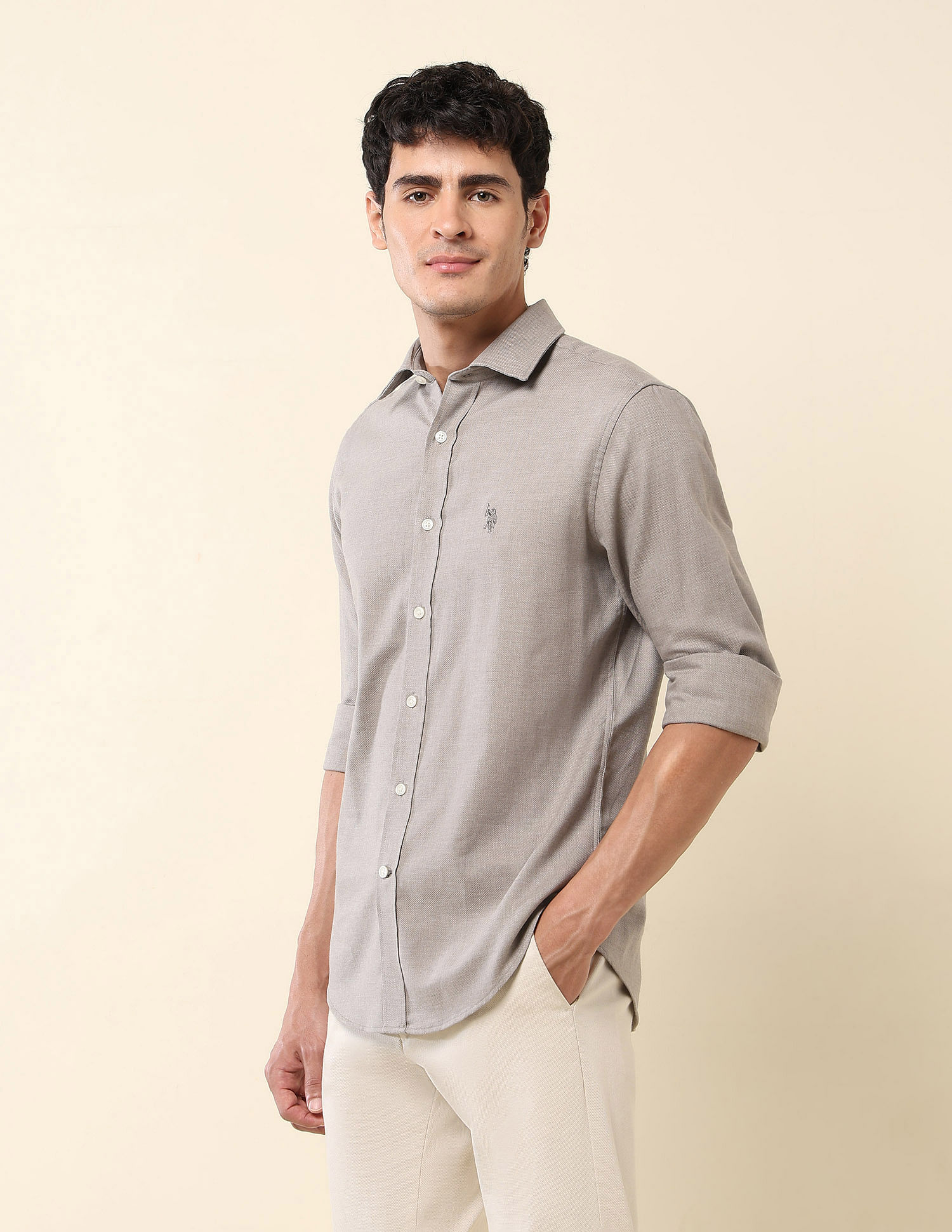 U.S. Polo Assn. Tailored Fit Pure Cotton Dobby Shirt