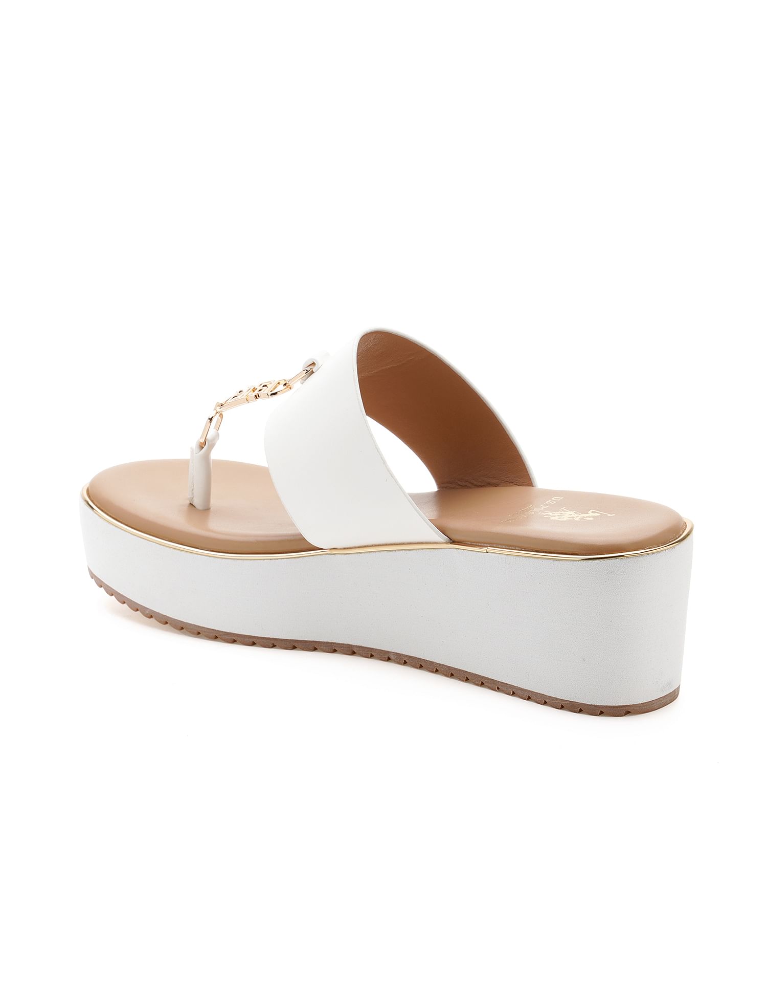 U.S. Polo Assn. Women Toe Separator Alessia Wedge Sandals