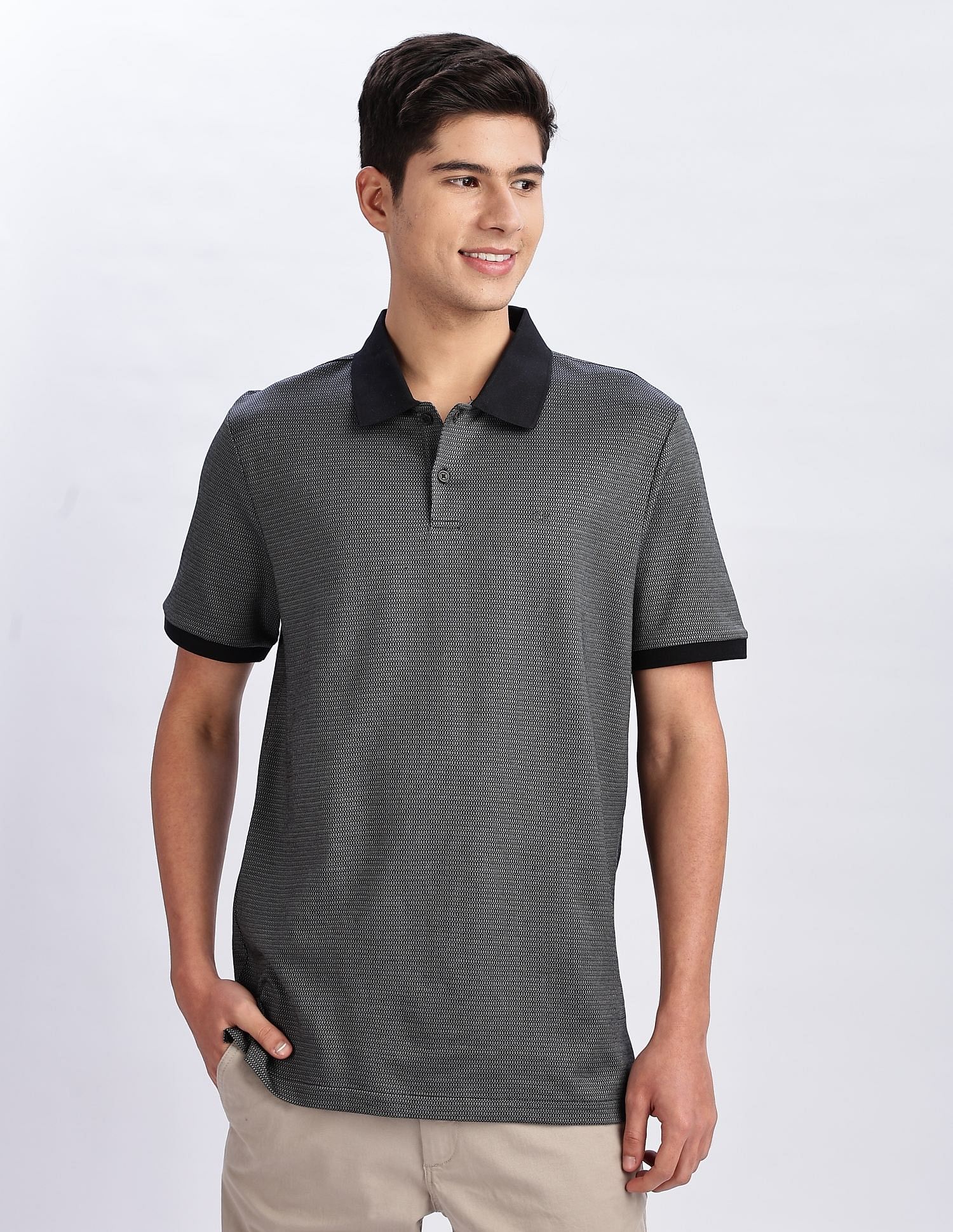 Calvin Klein Jeans Regular-Fit Geometric Cotton Polo Shirt