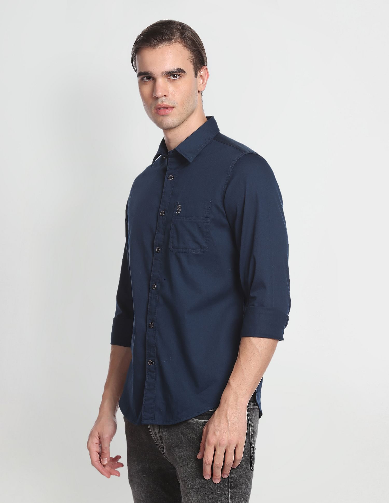 U.S. Polo Assn. Denim Co. Cotton Solid Twill Shirt