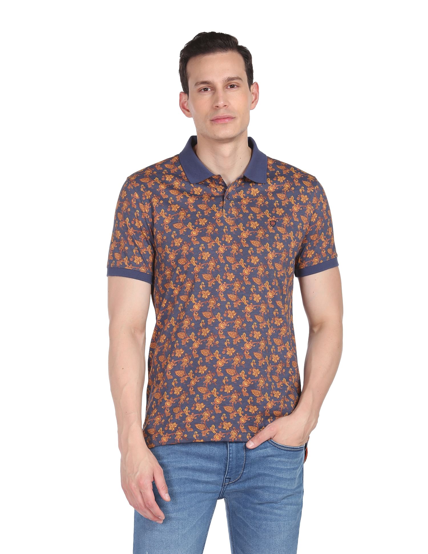 AD by Arvind Modern All Over Print Polo Shirt