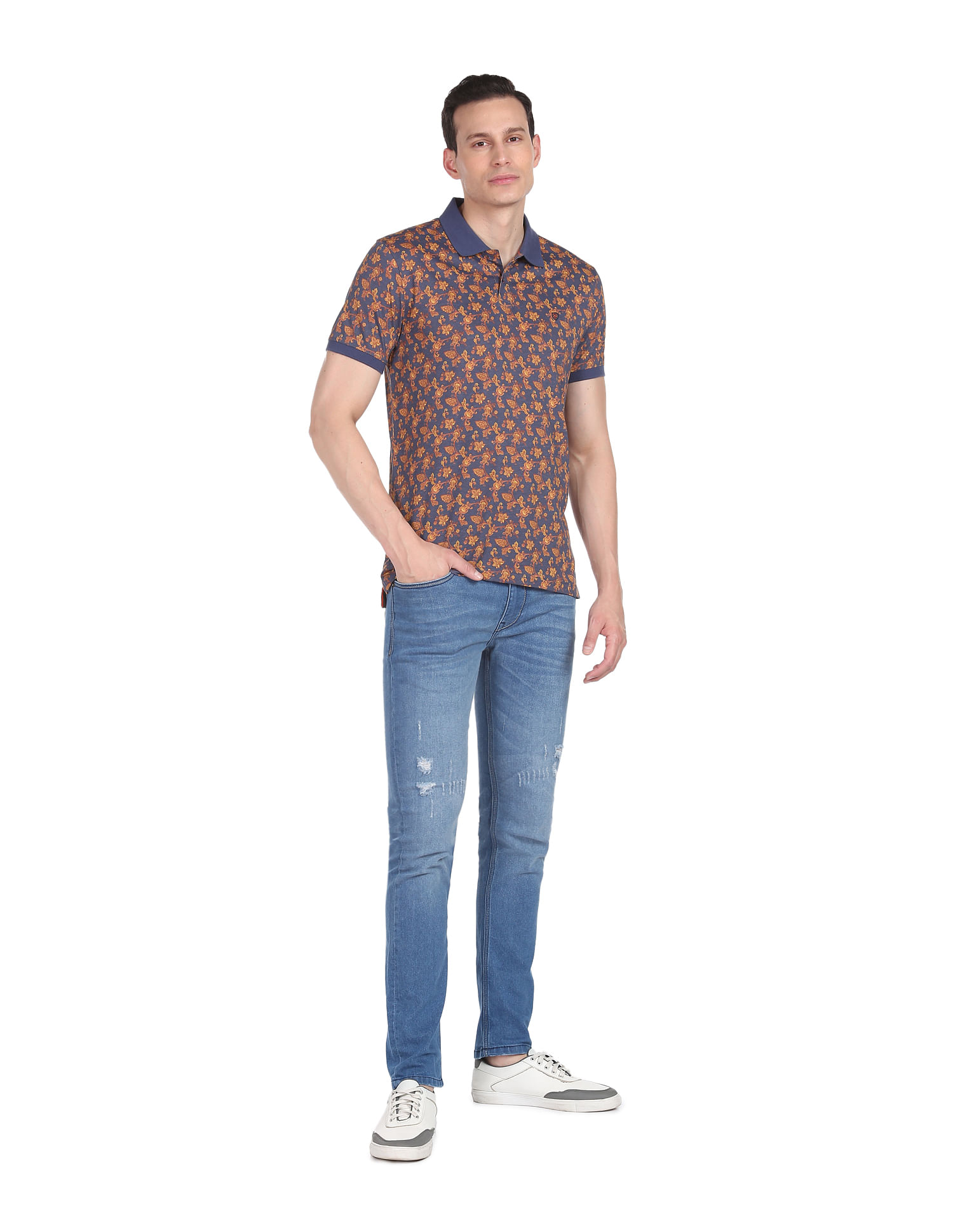 AD by Arvind Modern All Over Print Polo Shirt