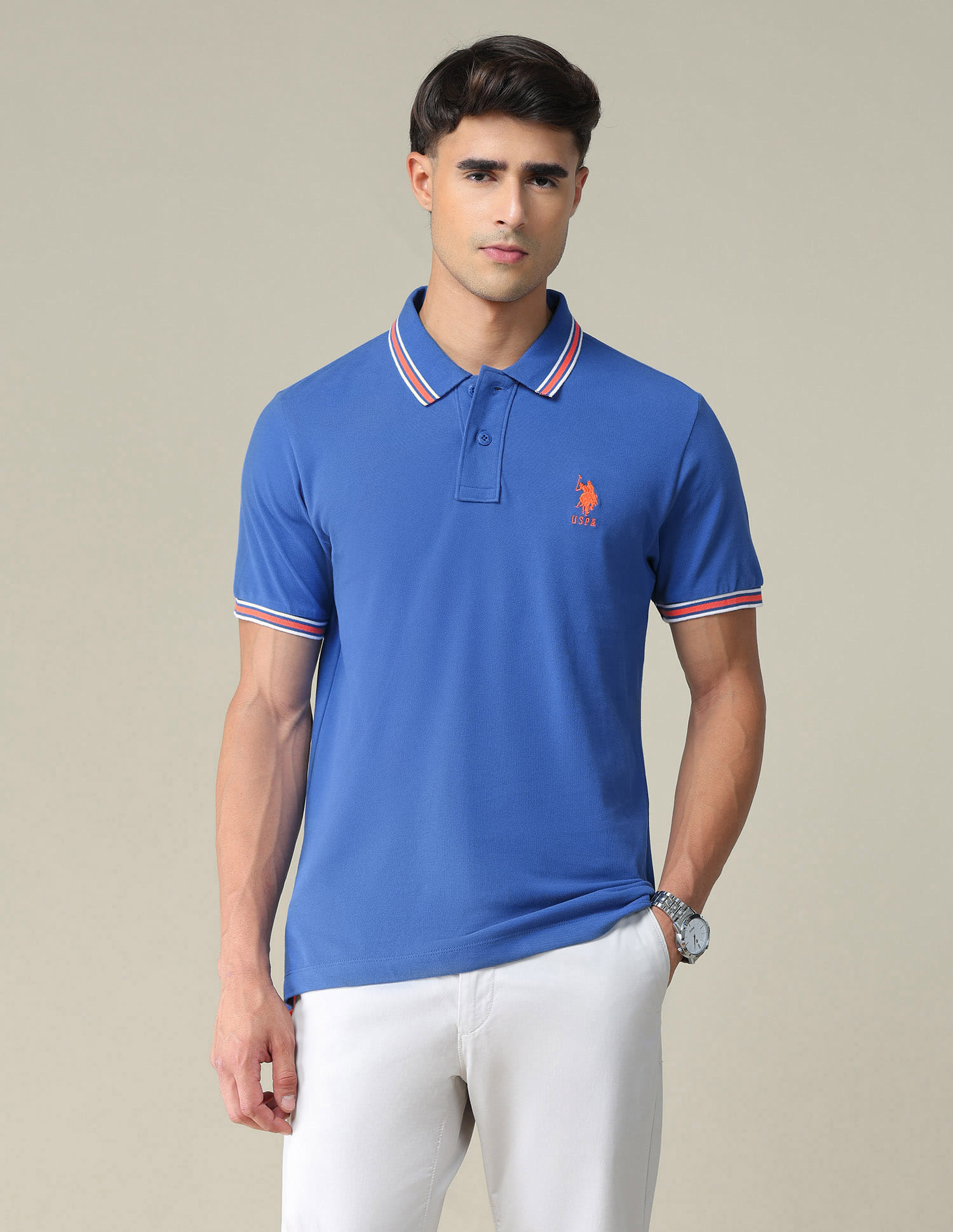 Buy Polo Tipped Collar Slim Fit Polo Shirt