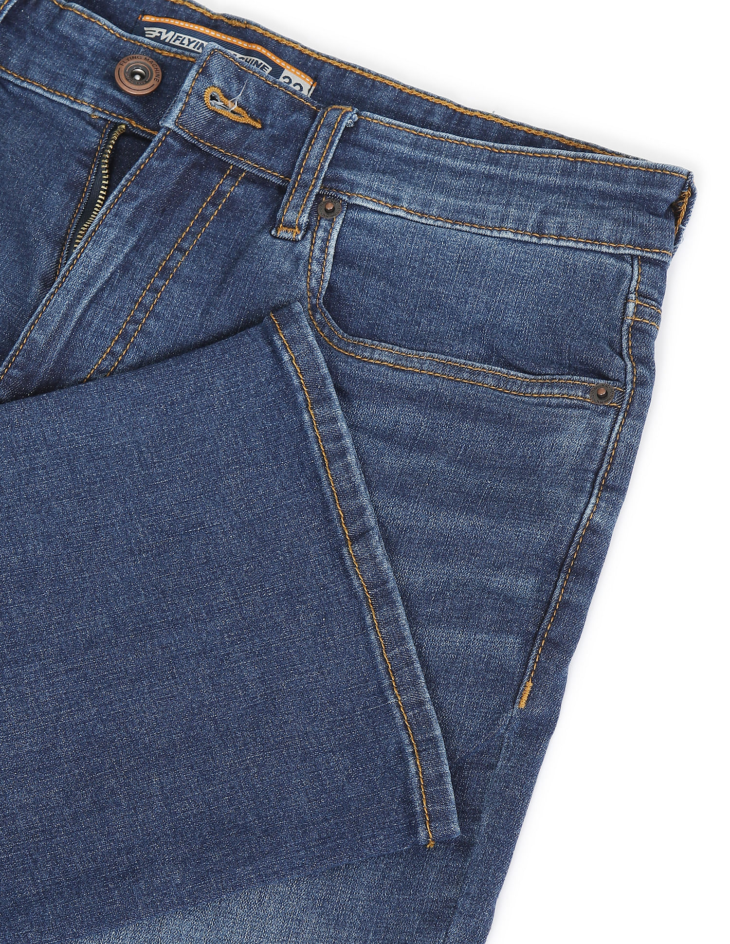 Flying Machine Whiskered Bruce Straight Fit Bootcut Jeans