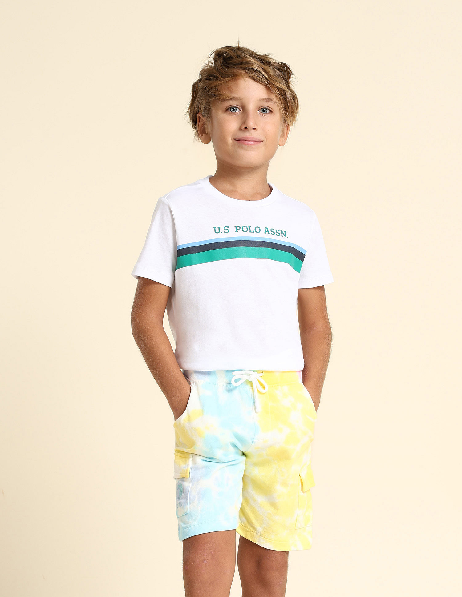 U.S. Polo Assn. Kids Boys Tie And Dye Regular Fit Shorts