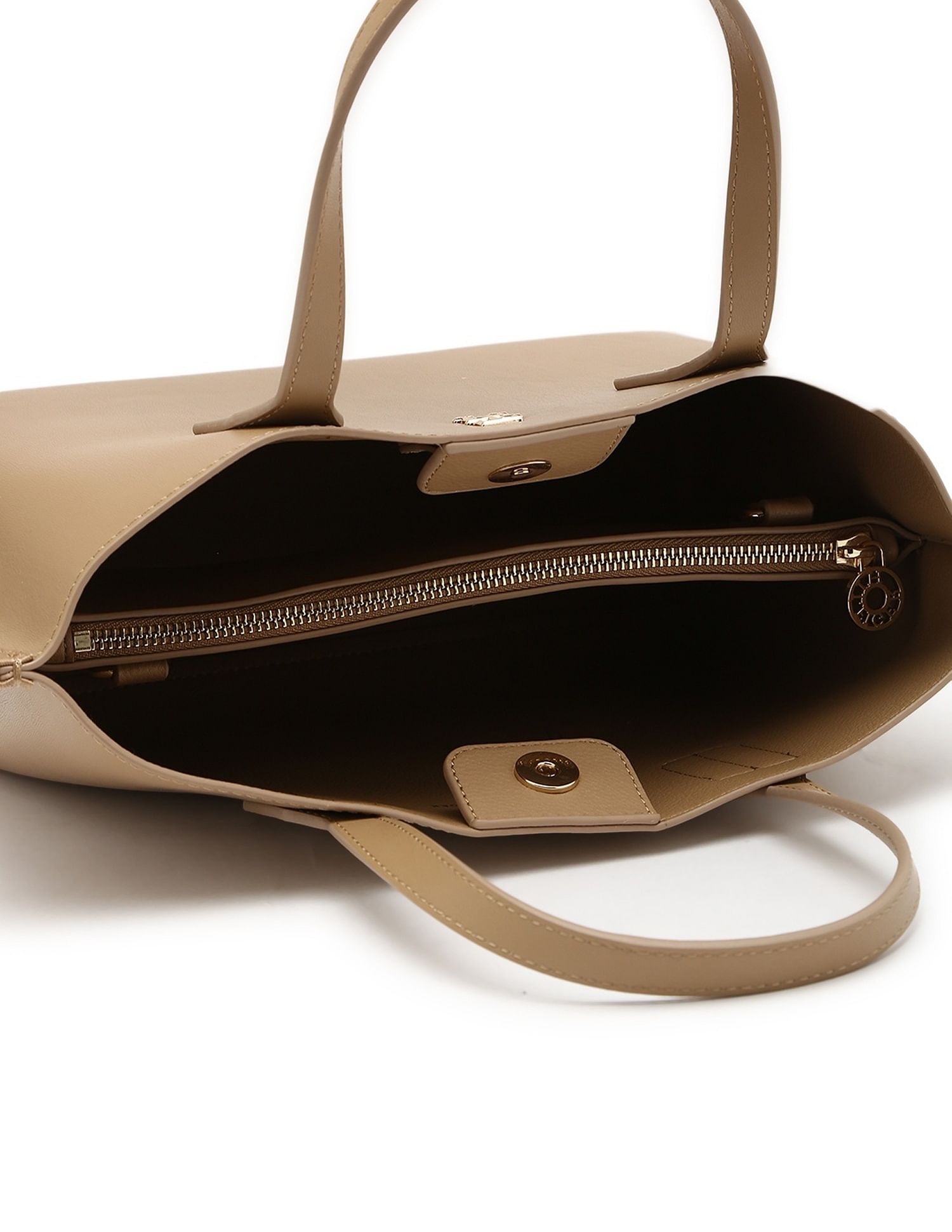 Tommy Hilfiger Solid Khaki Pu Handbags