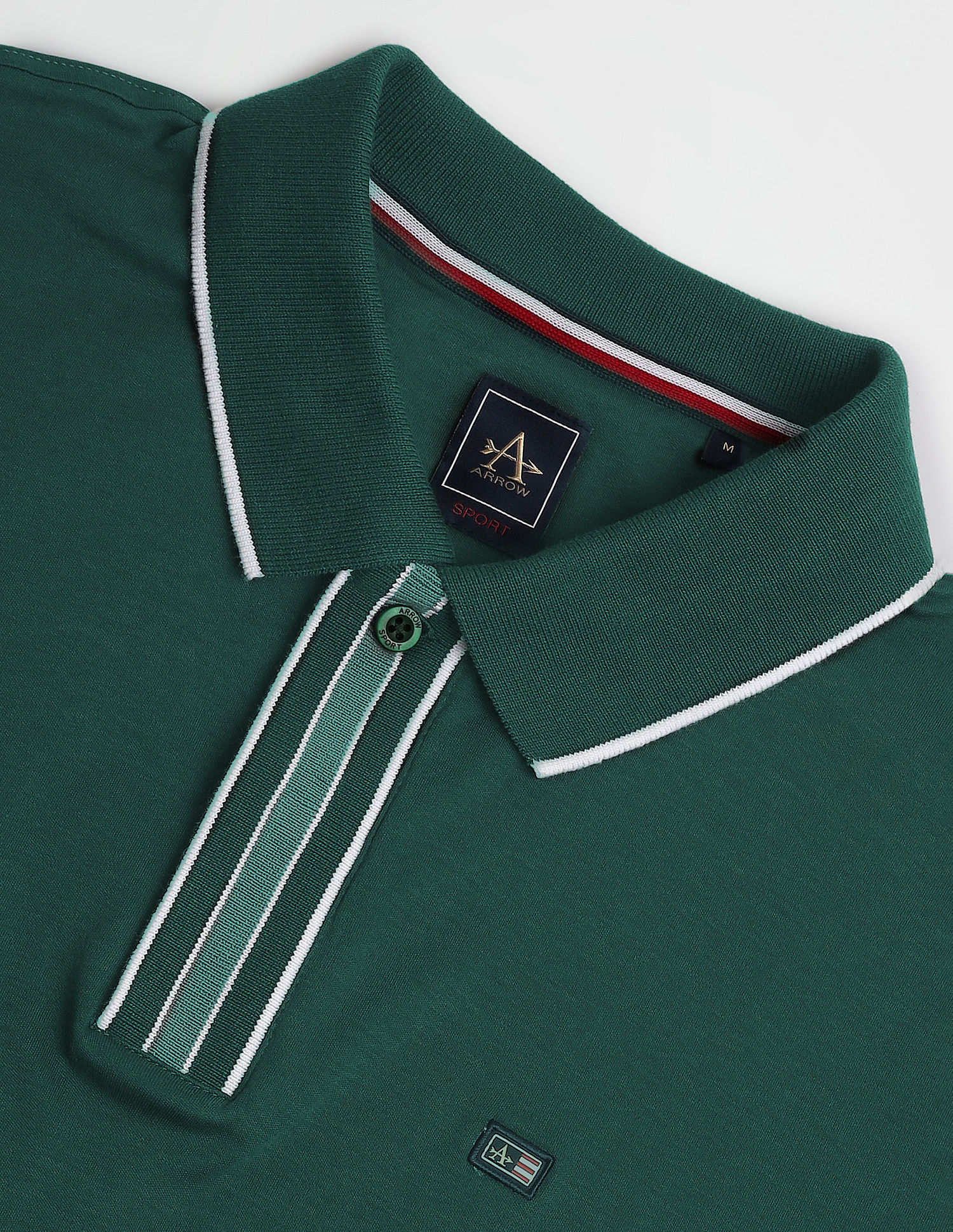 Arrow Sports Stripe Collar Solid Polo Shirt