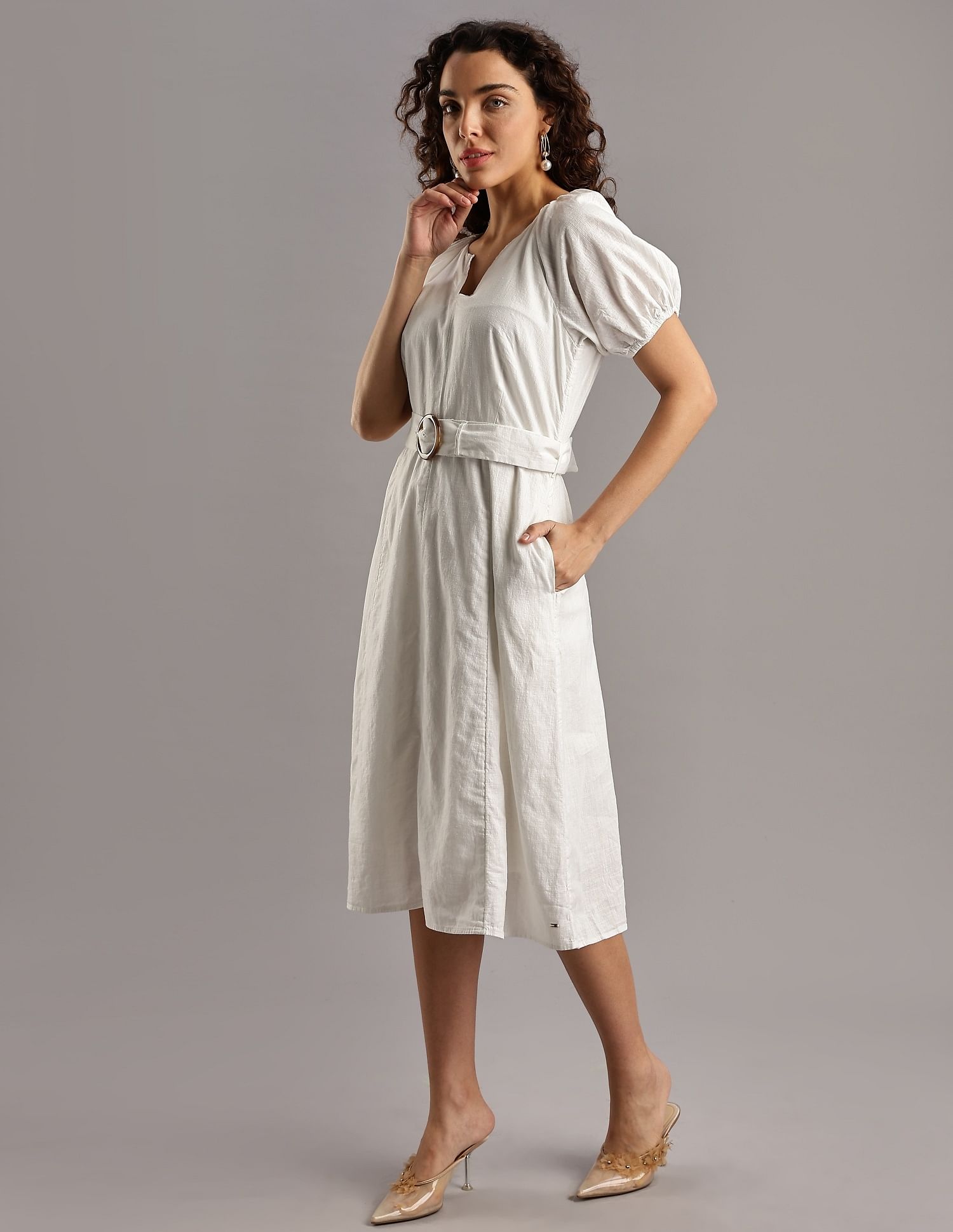 Tommy Hilfiger Cotton Split Neck A-Line Dress