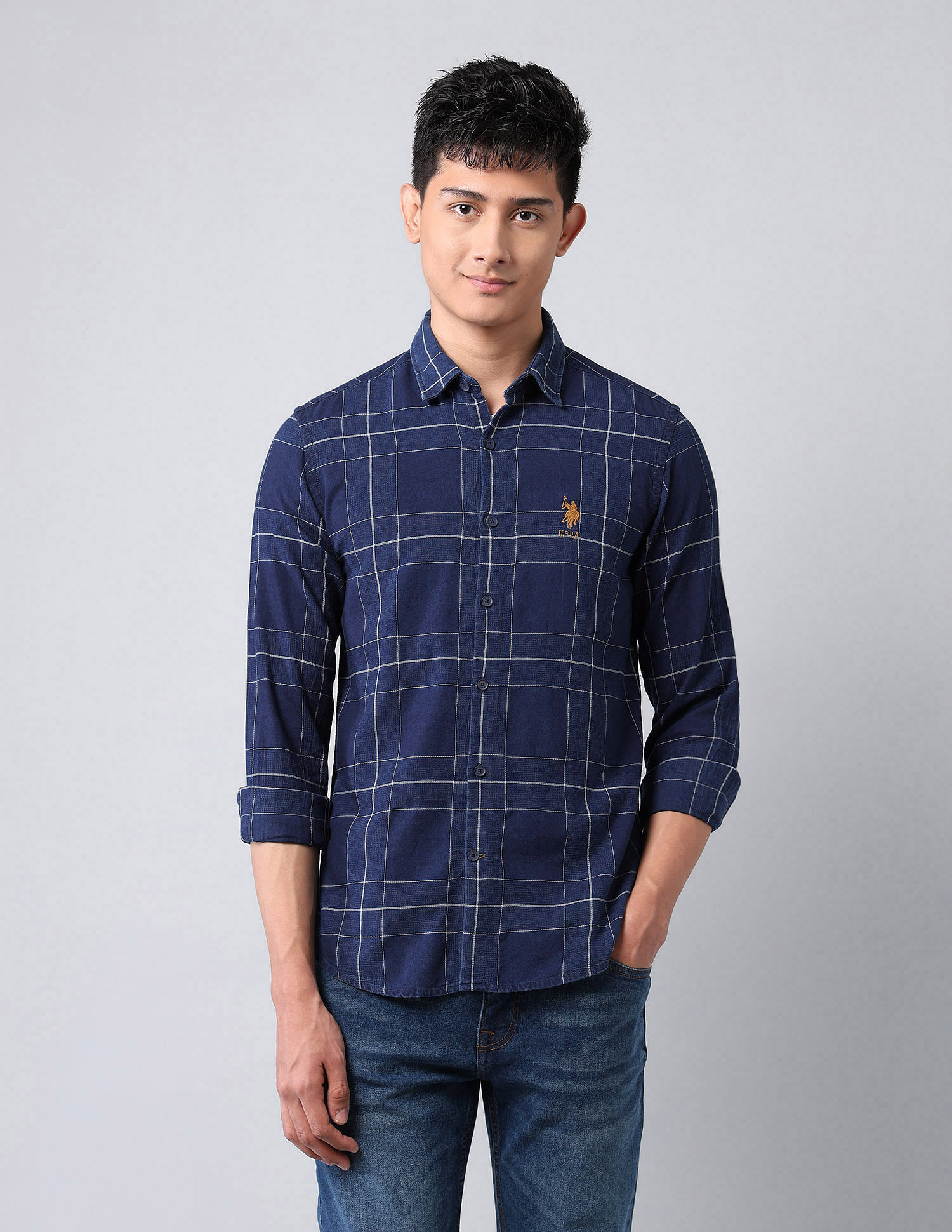 U.S. Polo Assn. Denim Co. Grid Tattersall Checked Dobby Shirt