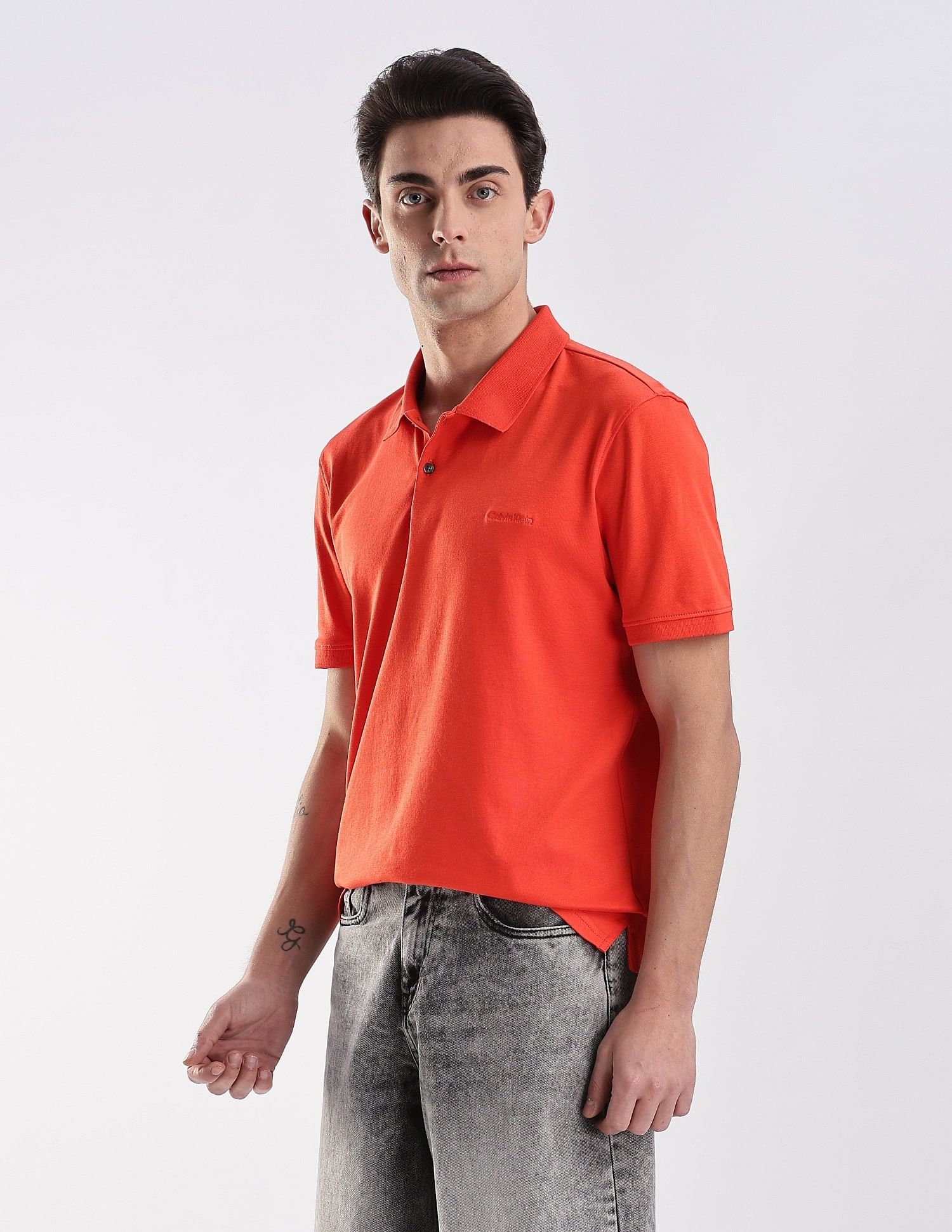 Calvin Klein Jeans Regular-Fit Solid Cotton Polo Shirt