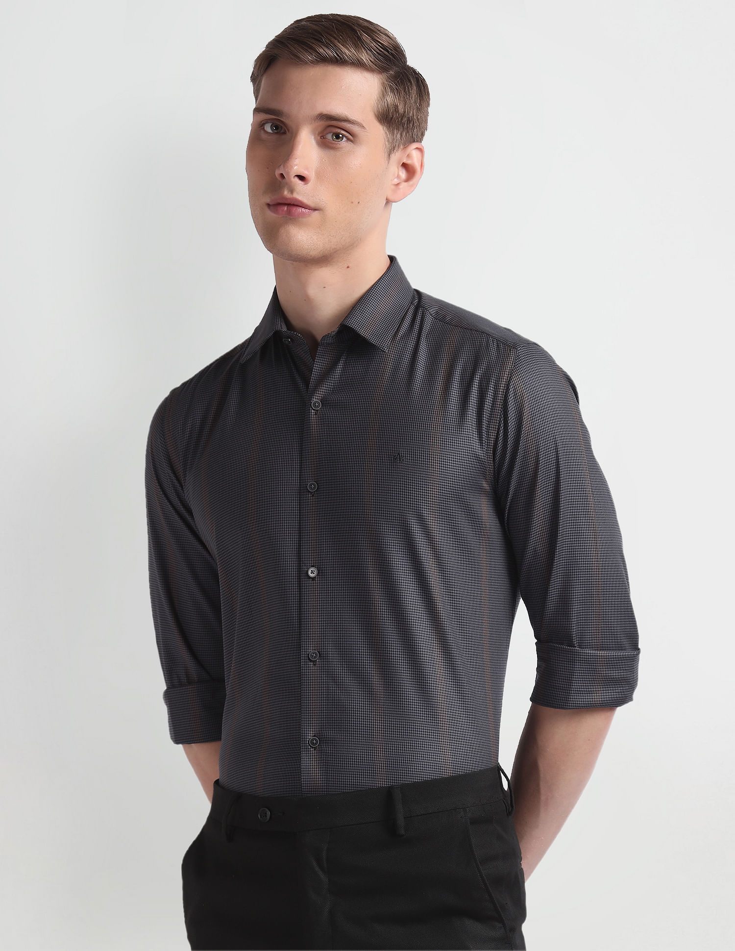 Arrow Newyork Manhattan Slim Fit Houndstooth Shirt
