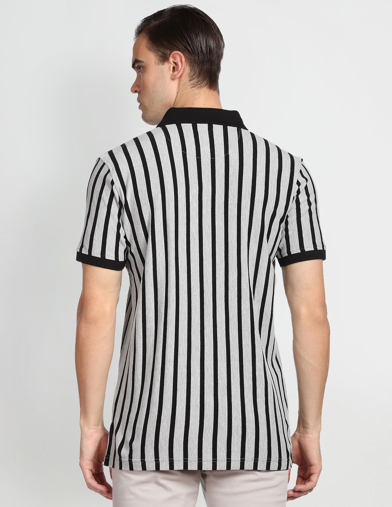 Arrow Sports Vertical Stripe Cotton Polo Shirt