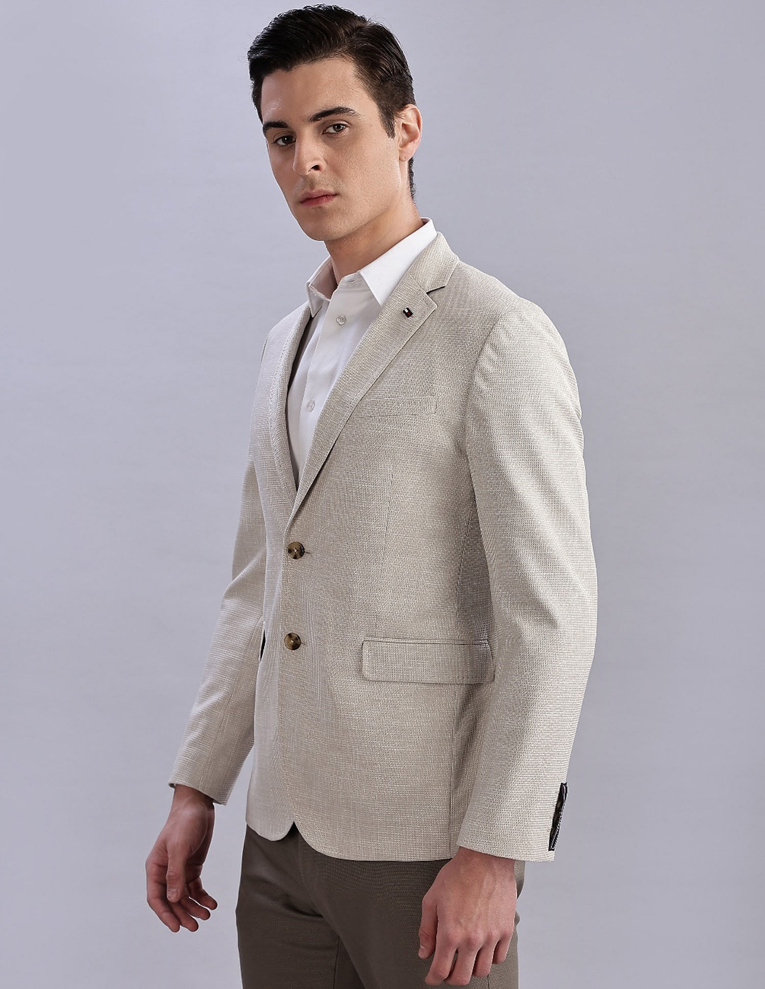 Tommy Hilfiger Self-Design Regular-Fit Viscose Single Breasted Blazer