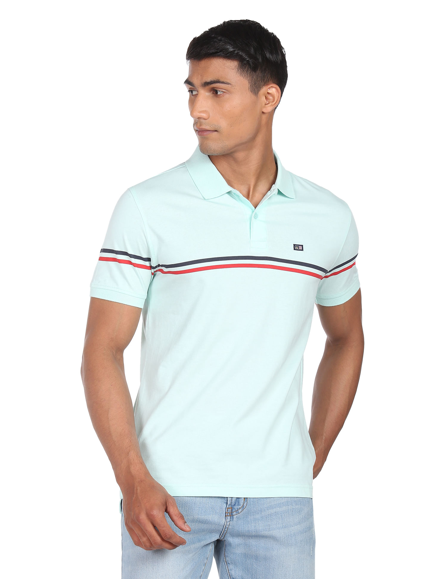 Arrow Sports Horizontal Stripe Cotton Polo Shirt