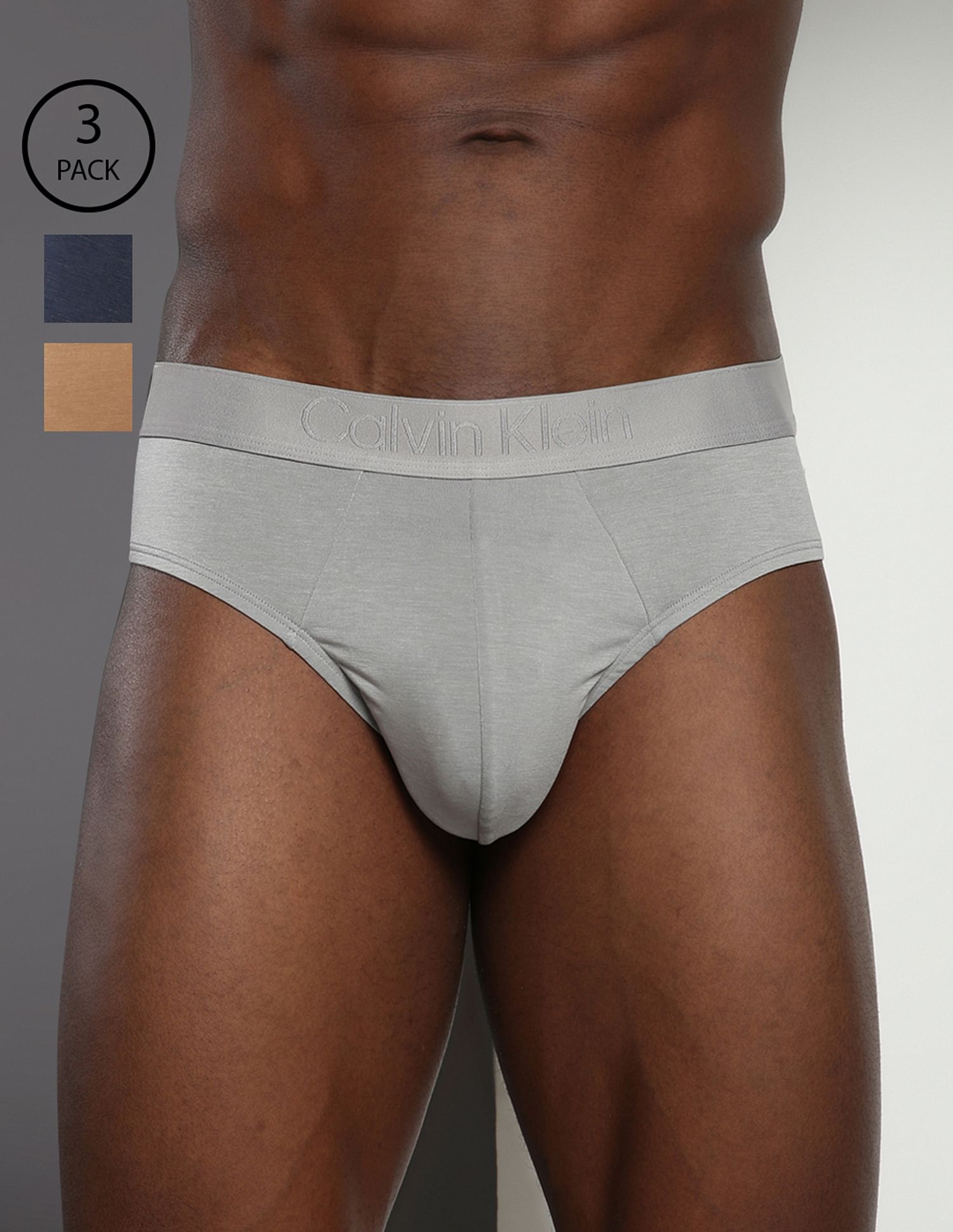 Calvin Klein Underwear Tonal Waist Solid Briefs - Pack Of 3