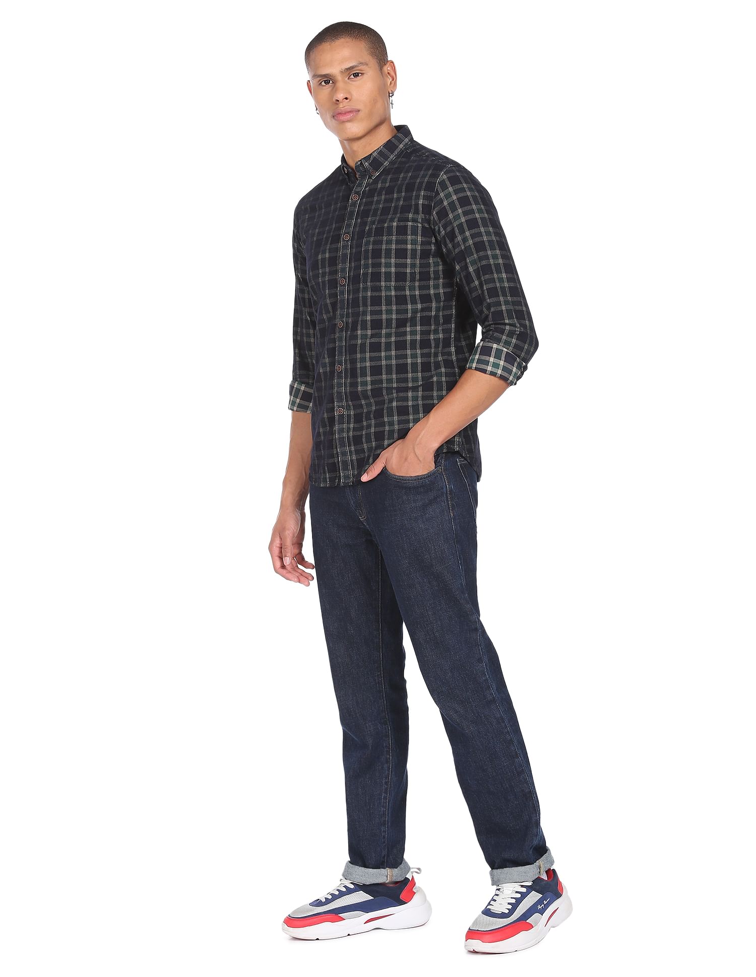 Flying Machine Button-Down Collar Tartan Check Shirt