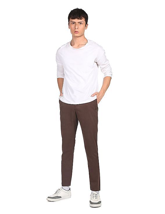Calvin Klein Men Brown Mid Rise Solid Chinos
