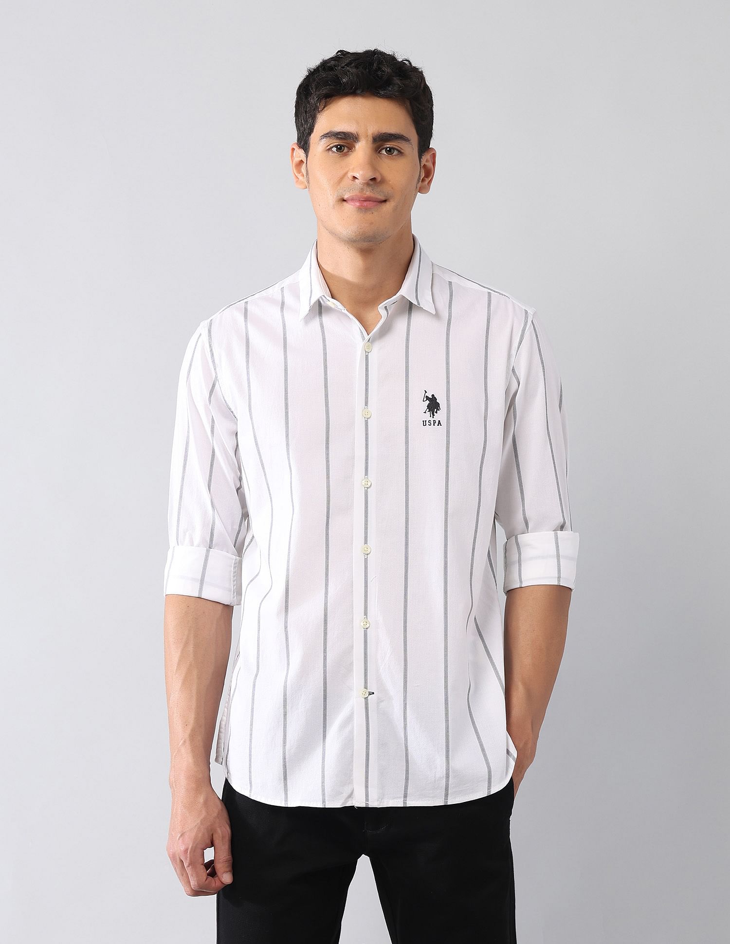 U.S. Polo Assn. Denim Co. Vertical Striped Dobby Regular Fit Shirt