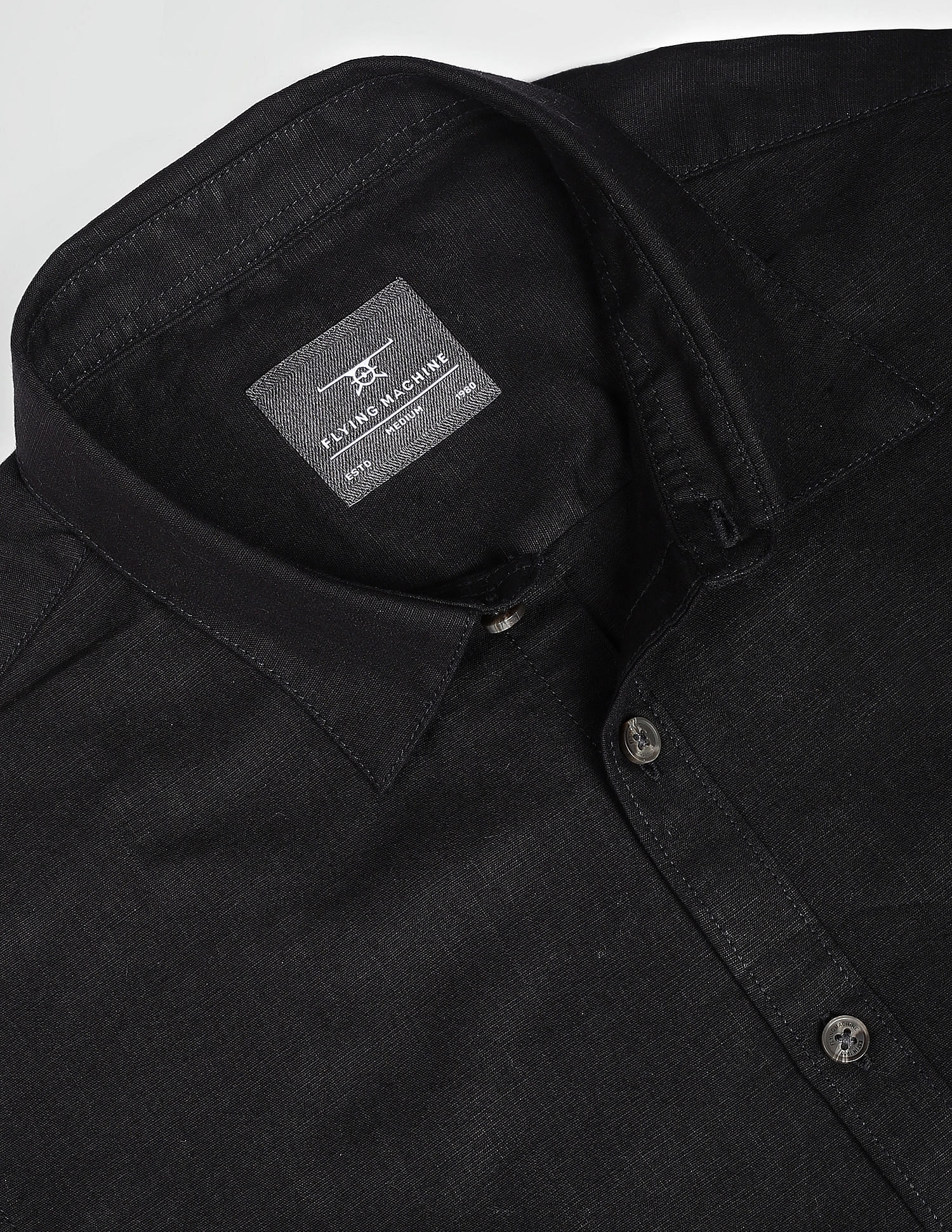Flying Machine Spread Collar Solid Shirt